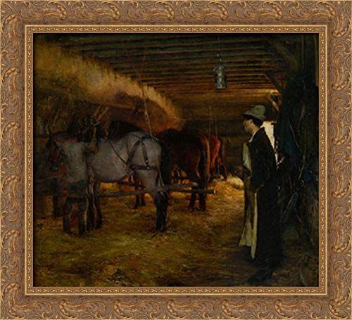 22x20 Gold Ornate Wood Framed Canvas Art - Pascal Adolphe Jean Dagnan Bouveret Reproduction - Elegant Wall Decor for Living Room, Bedroom & Office