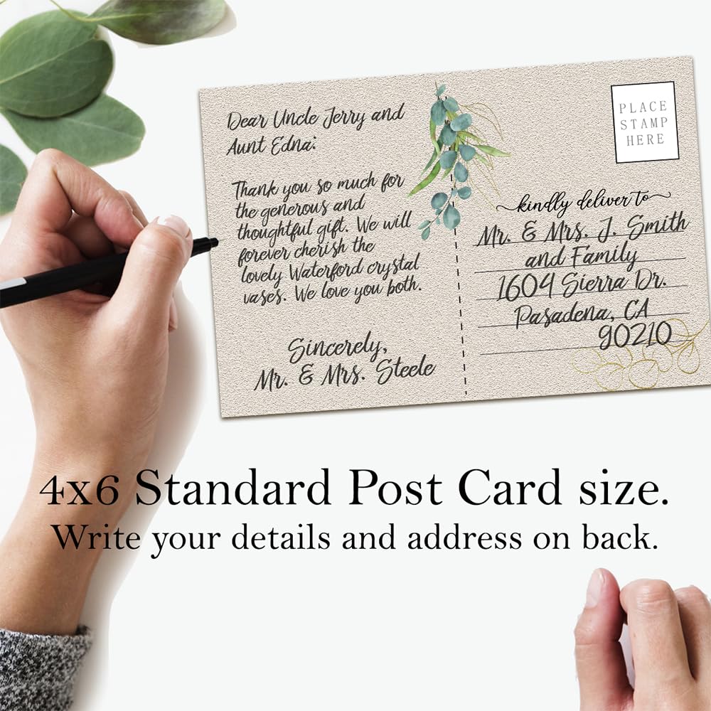 50 Pack Eucalyptus Wedding Thank You Cards - Blank 4x6 Postcards for Gratitude Notes, Birthday & Business Supplies | Perfect for Wedding Favors, Bridal Showers & Corporate Gifts