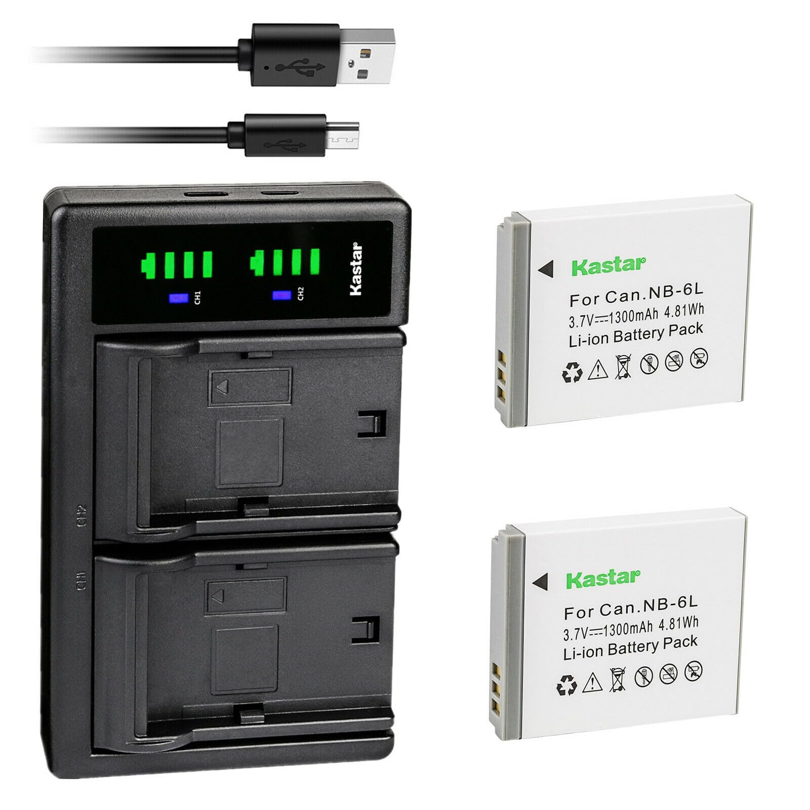 Kastar 2-Pack Replacement Battery and LTD2 USB Charger for Came-TV KUMINIK8 & WAERO Wireless Headsets - Perfect for Digital Audio Recording, Live Streaming, and Studio Broadcasting