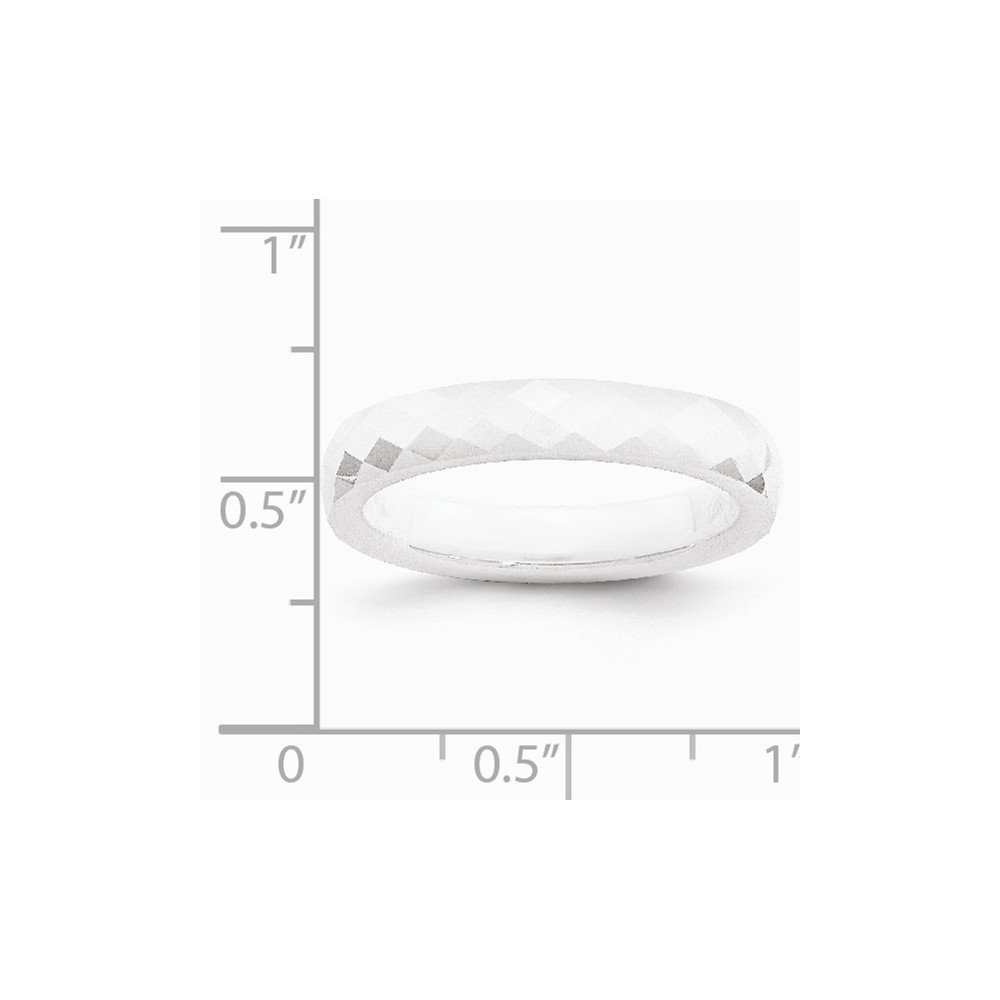 Jewels By Lux Ceramic White 4mm Faceted Polished Wedding Band Ring for Men & Women - Perfect for Engagement, Anniversary, and Everyday Wear