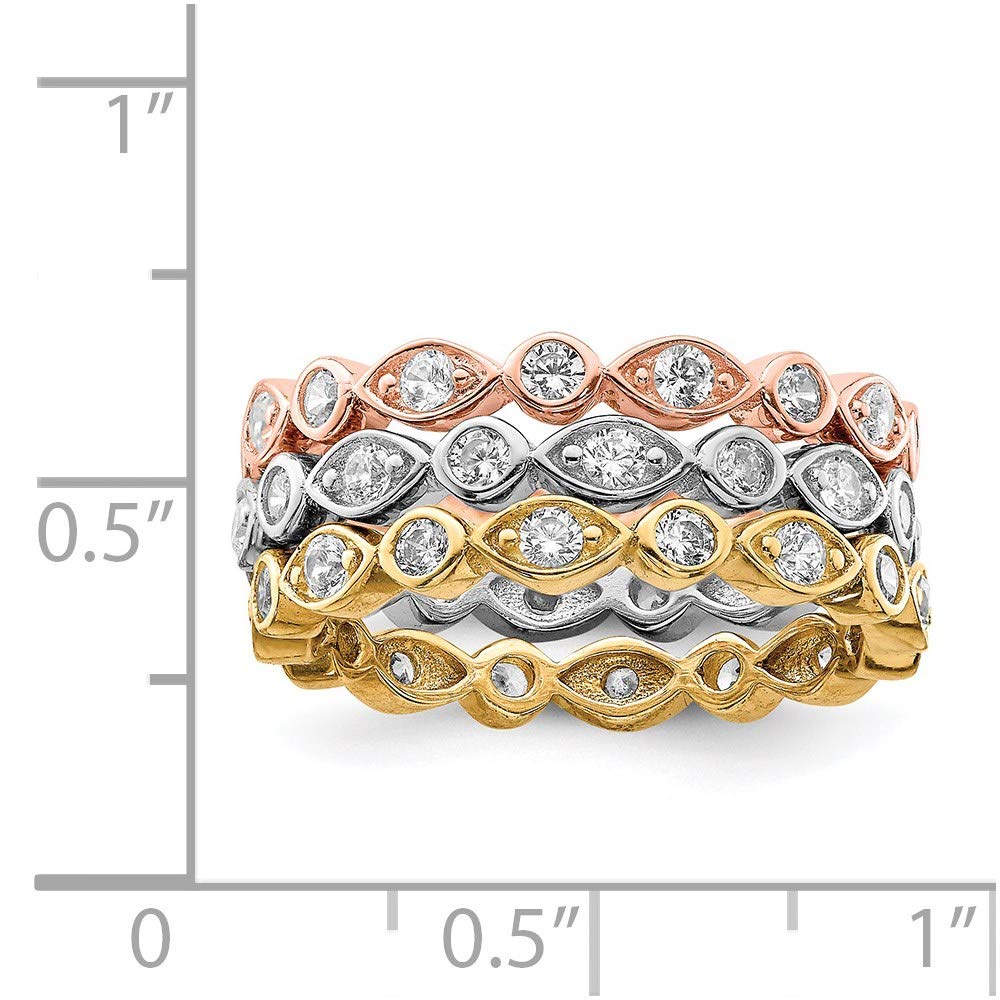 925 Sterling Silver Vermeil Cubic Zirconia Ring Set for Women - Elegant Trio Stackable Rings, Durable Hypoallergenic Fine Jewelry - Perfect Gift for Her, Anniversary, Birthday & Special Occasions