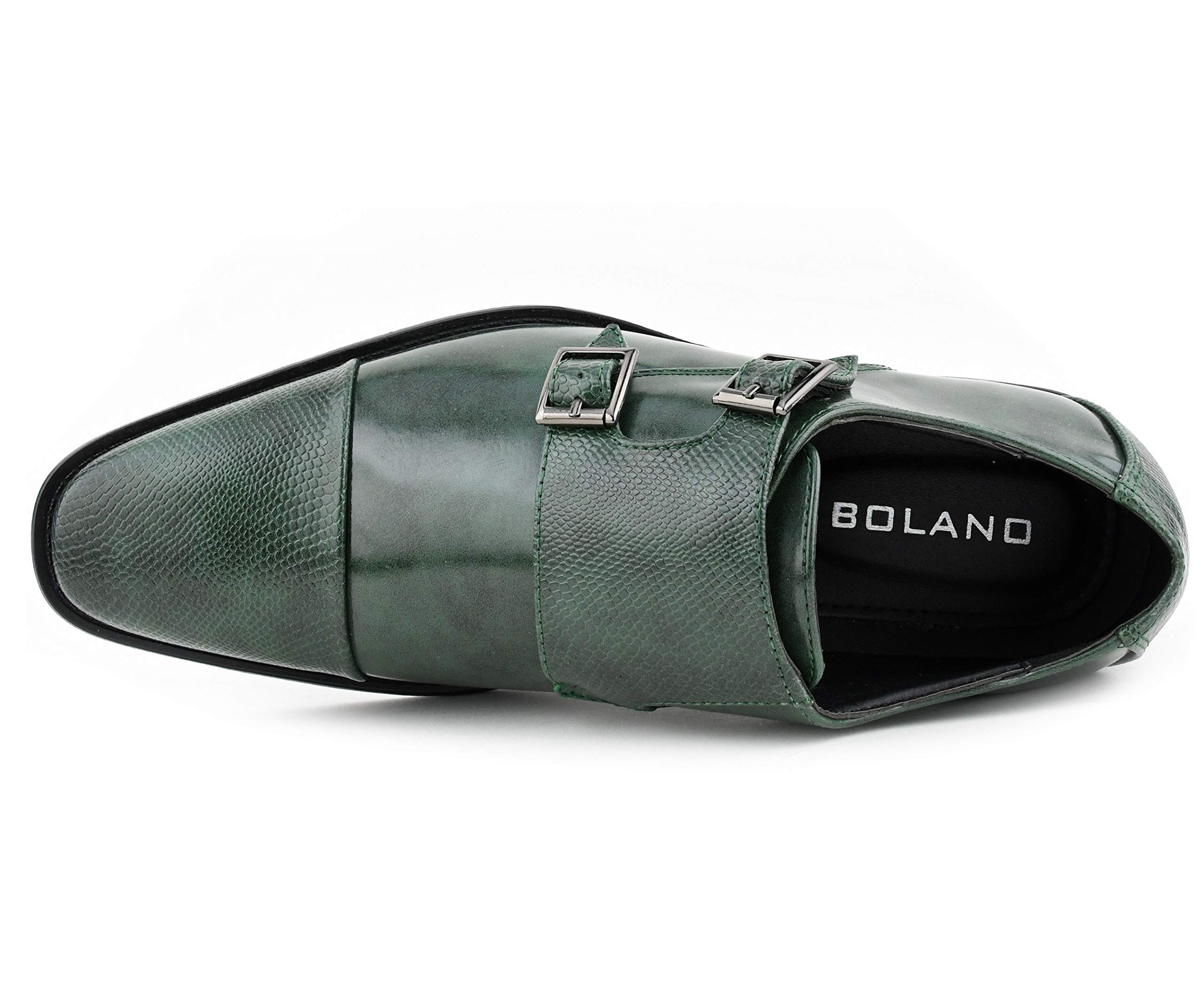 Bolano Bancroft Men's Monk Strap Dress Shoes - Slip On Formal Shoes with Embossed Cap Toe & Double Strap - Perfect for Business, Weddings & Office Wear