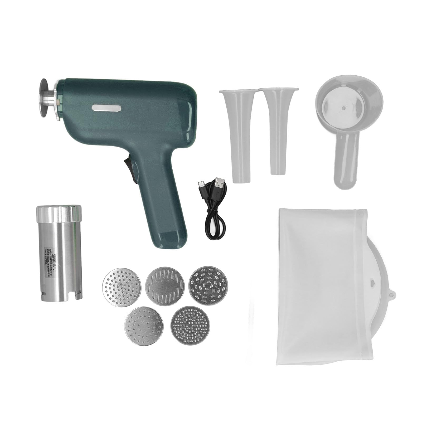 Electric Pasta Maker Machine - Handheld Cordless Automatic Noodle Maker with Dough Press & Cutting Tools for Homemade Pasta, Spaghetti, Ramen - Stainless Steel Kitchen Gadget for Italian Cooking & Asian Cuisine