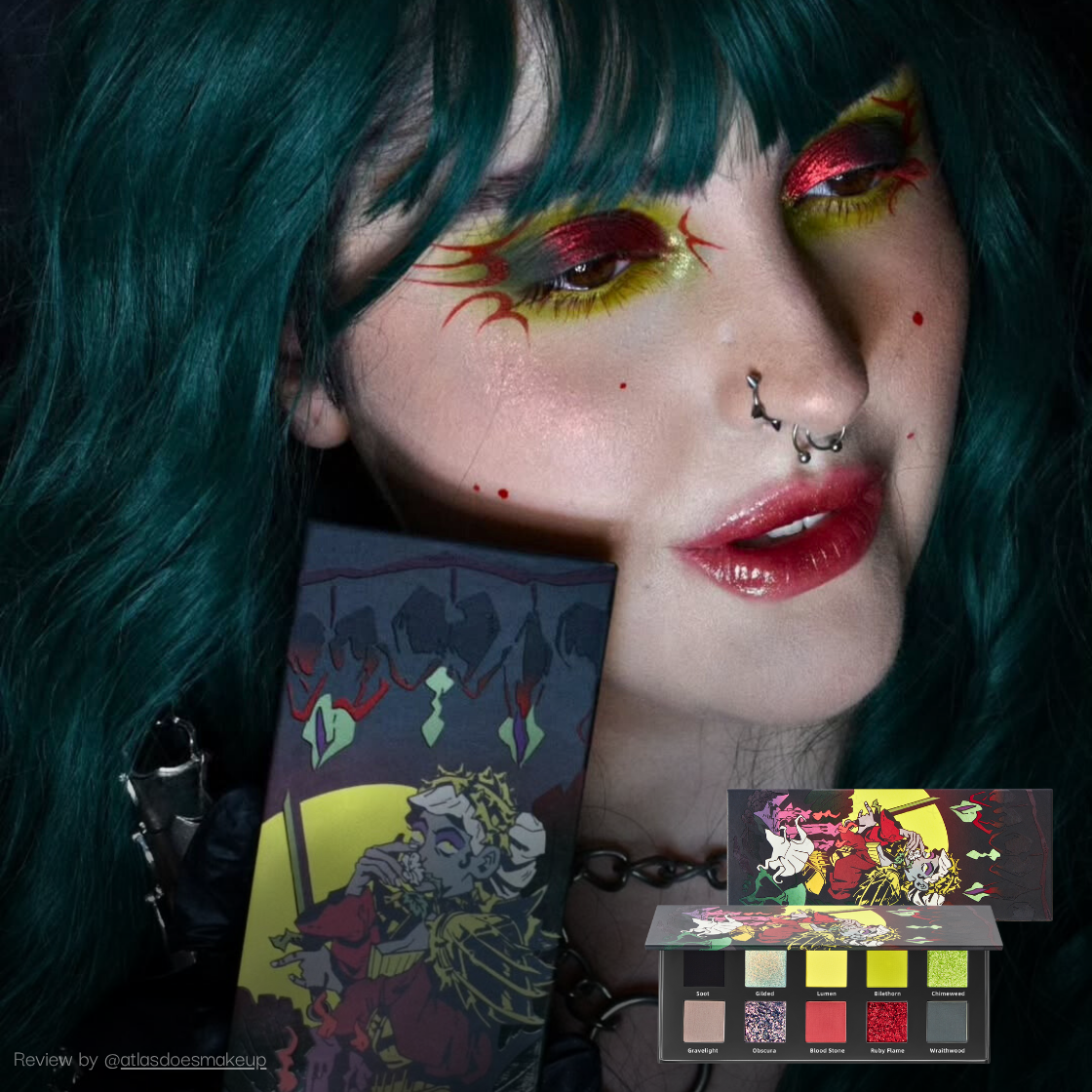 NOIRICORN × @ghoul.in.japan BLIGHTMOON Eyeshadow Palette - Vegan & Cruelty-Free Makeup Palette with 12 Highly Pigmented Shades for Smoky Eyes & Night Out Looks | Perfect for Halloween, Cosplay & Gothic Makeup