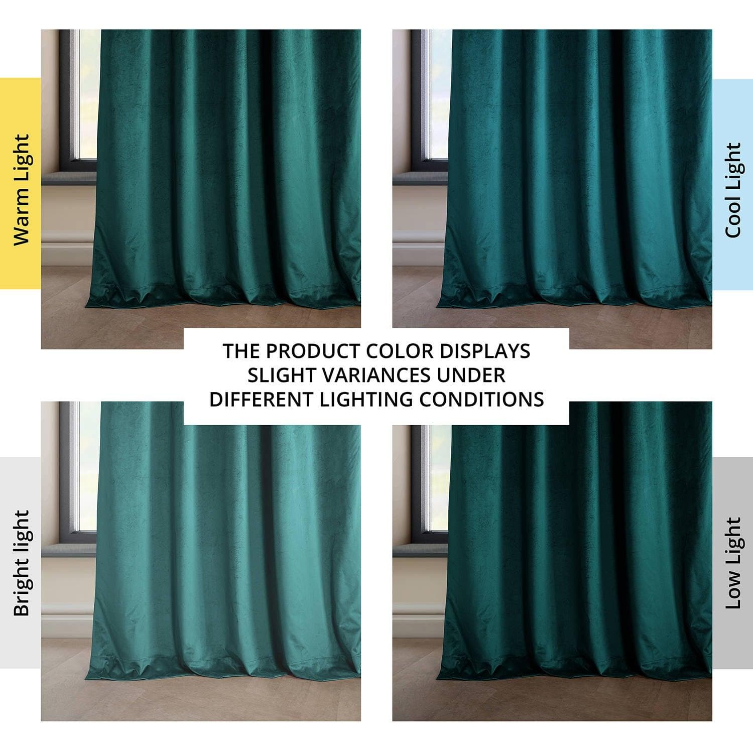 Deep Sea Teal Heritage Plush Velvet Blackout Curtains for Bedroom - Thermal Insulated Noise Reducing Window Drapes for Living Room & Nursery