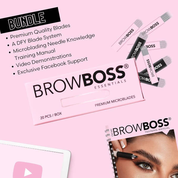 OHMYBROW BOSS Microblade Eyebrow Pen & Stencil Kit - Professional Waterproof Eyebrow Makeup Set for Natural Looking Brows - Perfect for Daily Use, Special Occasions, and Salon Professionals
