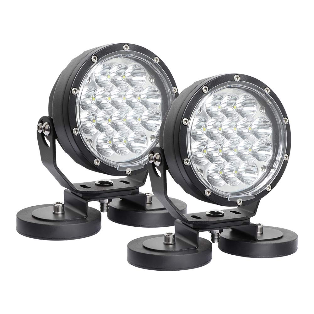 Exzeit Heavy Duty Magnetic Base for LED Work Light & Light Bar - Strong Magnet Mounting Bracket with Protective Rubber for Off-Road, Truck, Jeep Lighting (2-Pack) - Perfect for Night Driving, Camping & Emergency Repairs