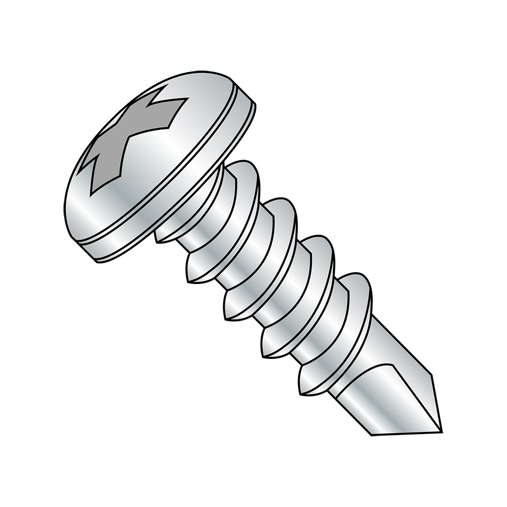 Small Parts 0832KPP Zinc Plated Steel Self-Drilling Screws, Pan Head Phillips Drive, #2 Drill Point, #8-18 Thread Size, 2