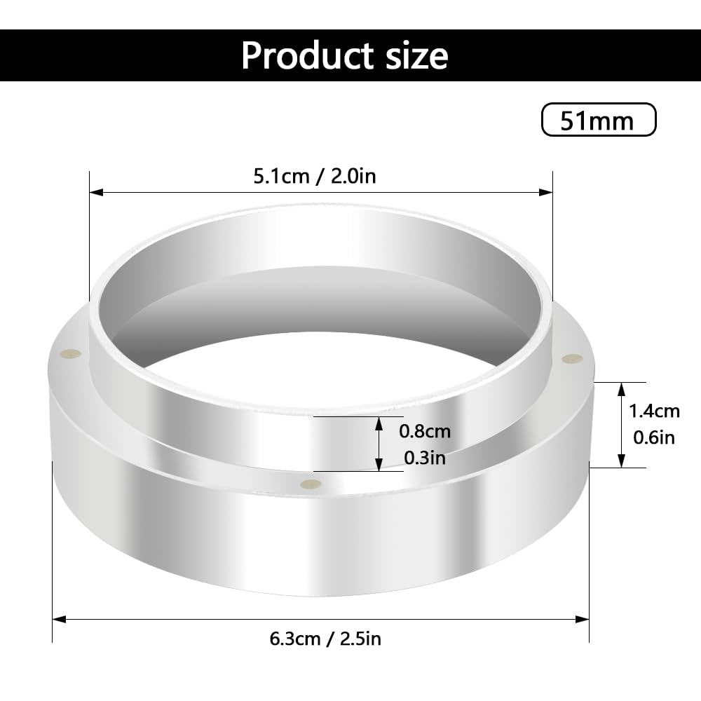 51mm Aluminum Coffee Dosing Ring - Magnetic Espresso Funnel Accessory for Precise Coffee Grounds Dispensing | Perfect for Baristas & Home Brewing