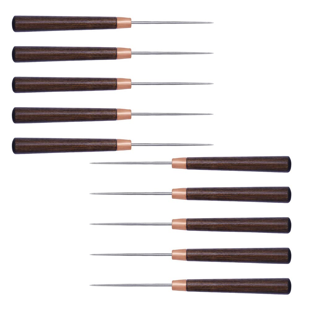 Ciieeo 10Pcs Handheld Sewing Awls Set - Leather Craft Tools with Fine Handle, DIY Leather Repair Kit, Sewing Restorer Tool for Leatherworking, DIY Projects & Hotfix Applications | Perfect for Upholstery, Bag Making & Shoe Repair