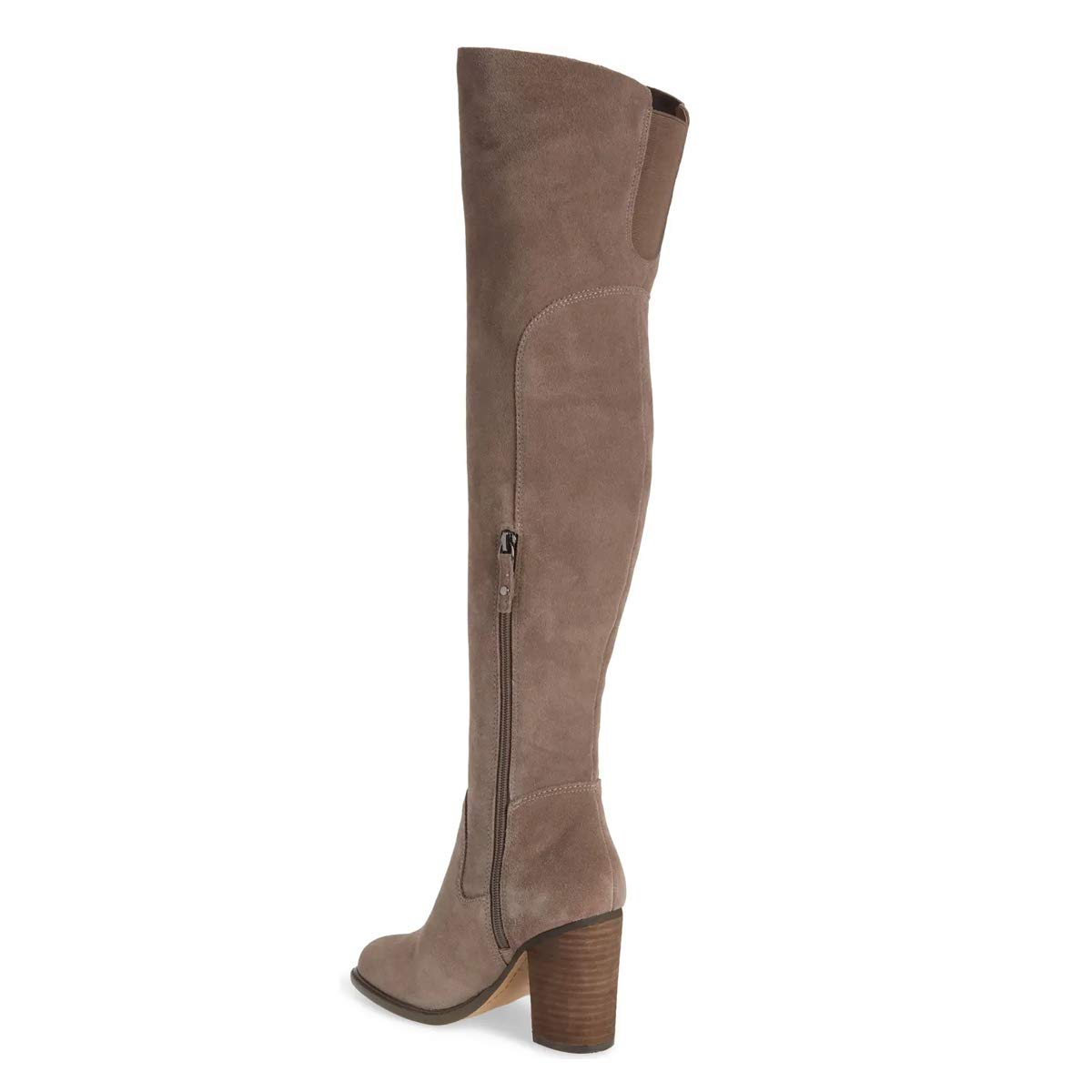 YDN Women's Sexy Over The Knee Boots - Round Closed Toe, Wide Calf, Chunky Block Heel, Faux Suede with Side Zipper - Fall Winter Dress Shoes for Women - Perfect for Parties, Date Nights & Office Wear