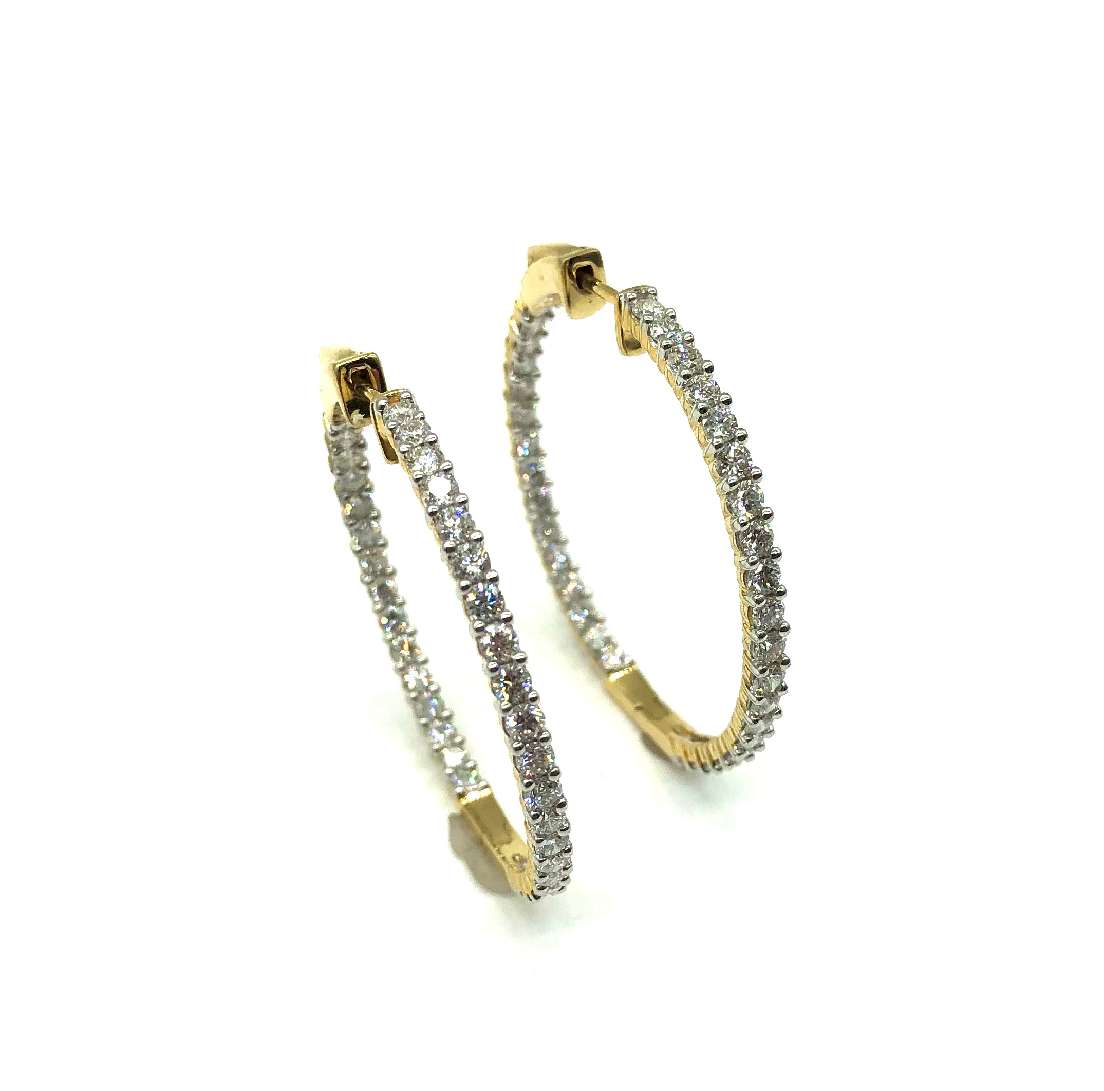 3 Carat Diamond Hoop Earrings for Women - 14K Gold In & Out Hoops - Perfect for Weddings, Parties & Everyday Wear