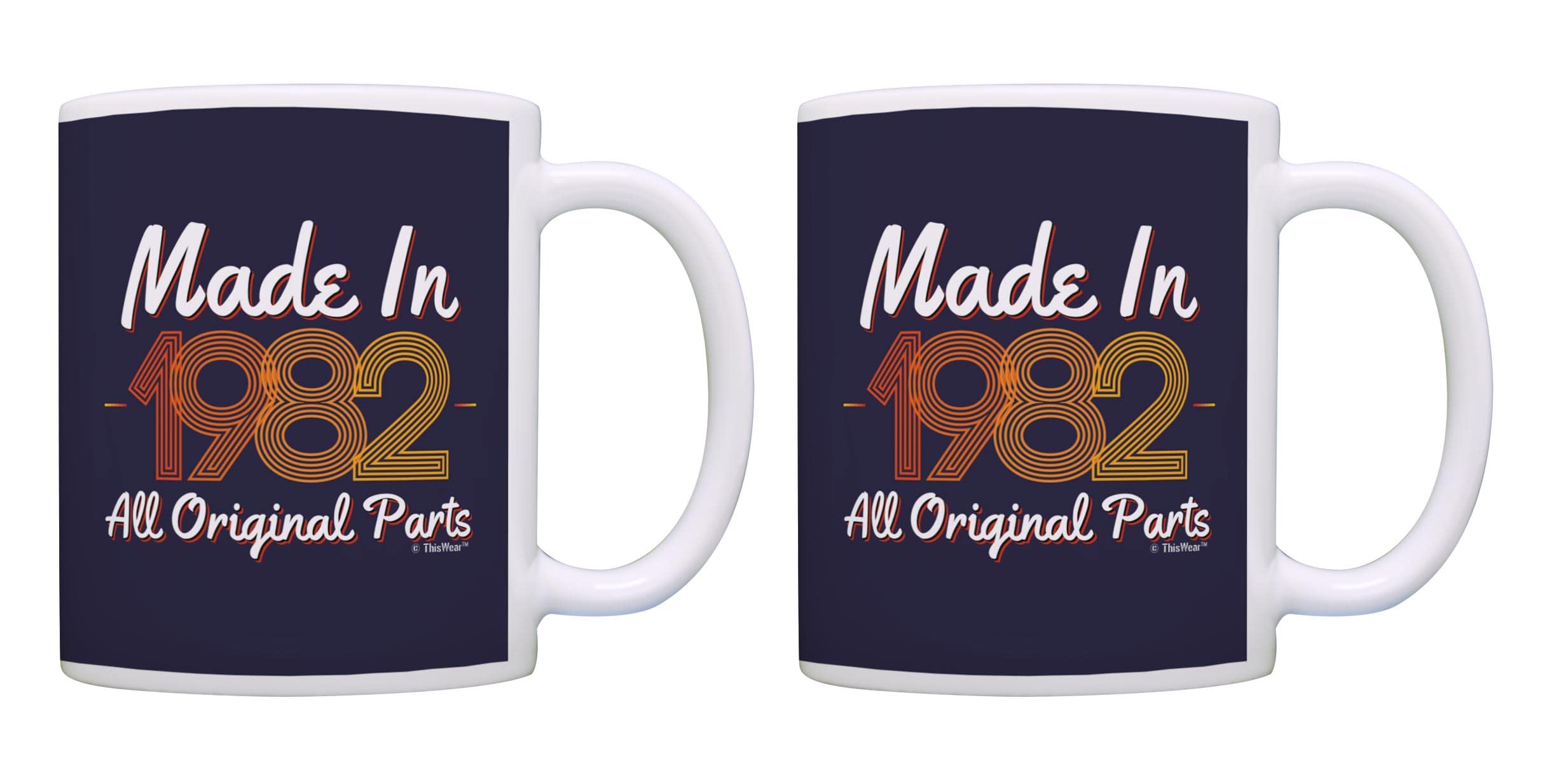 Vintage 1982 40th Birthday Coffee Mug Set - 2 Pack Ceramic Tea Cups for Anniversary Gift, Party Decor & Collectibles | Perfect for Coffee Lovers, Birthday Celebrations & Nostalgic Home Decor