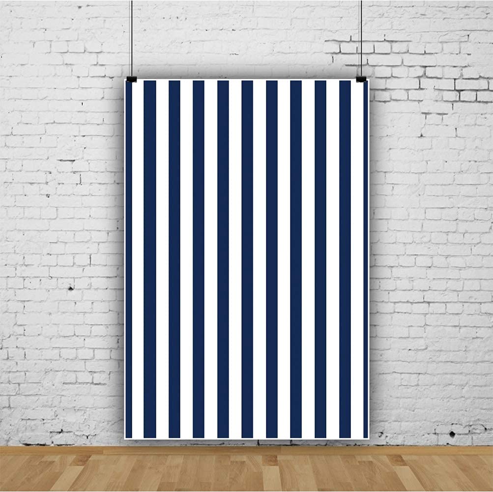Laeacco 5x7ft Navy Blue & White Stripes Vinyl Photography Backdrop - Abstract Design for Baby Shower, Kids Birthday Party, Home Decor, Portrait Studio & Room Decoration (Ideal for Photo Booths, Social Media Content & Professional Photography)