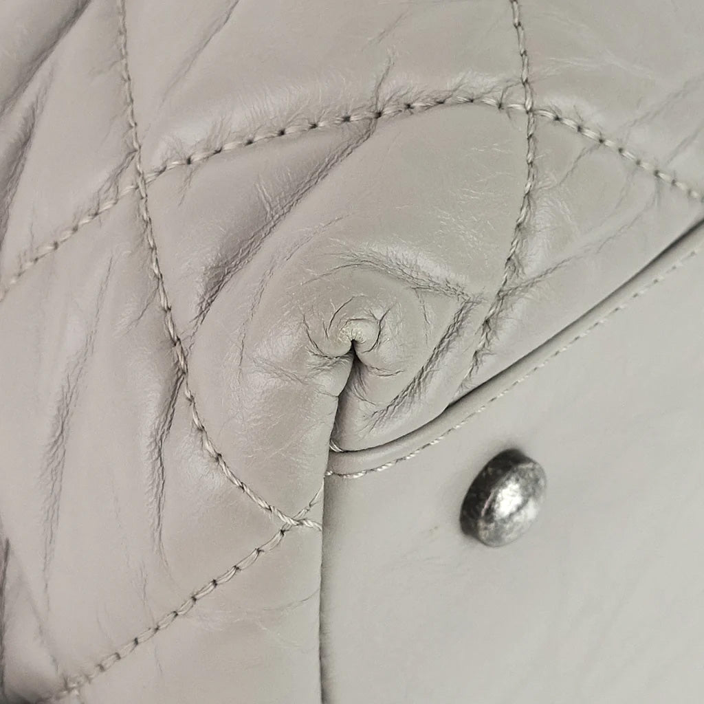 Chanel Grey Aged Calfskin Small Two-Way Bowling Bag | Luxury Designer Handbag for Women | Perfect for Work, Travel & Evening Events
