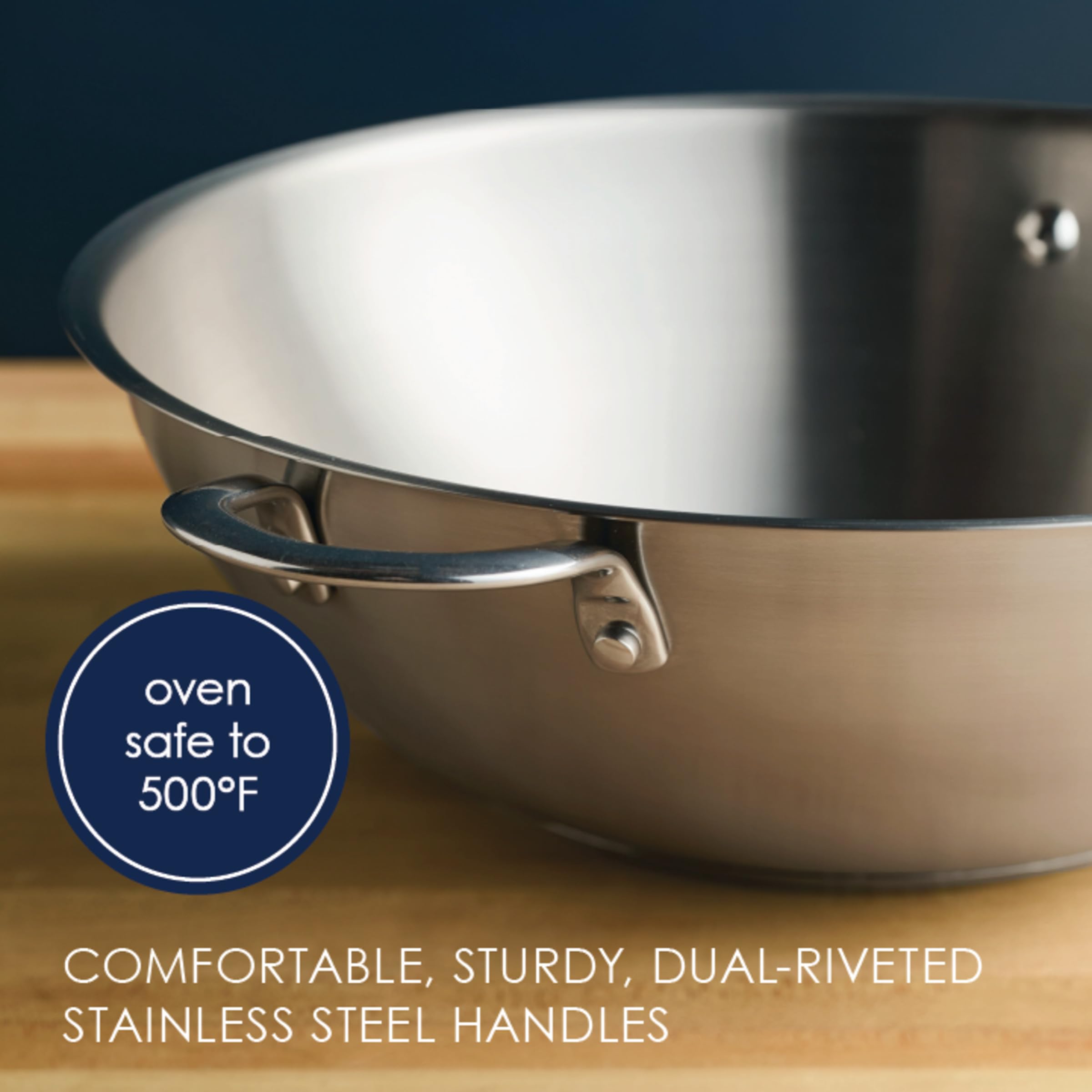Rachael Ray Professional 14-Inch Stainless Steel Wok & Stir-Fry Pan - Induction Ready, All Cooktop Compatible, Dishwasher & Metal Utensil Safe - Perfect for Asian Cooking, Stir-Frying & High-Heat Searing