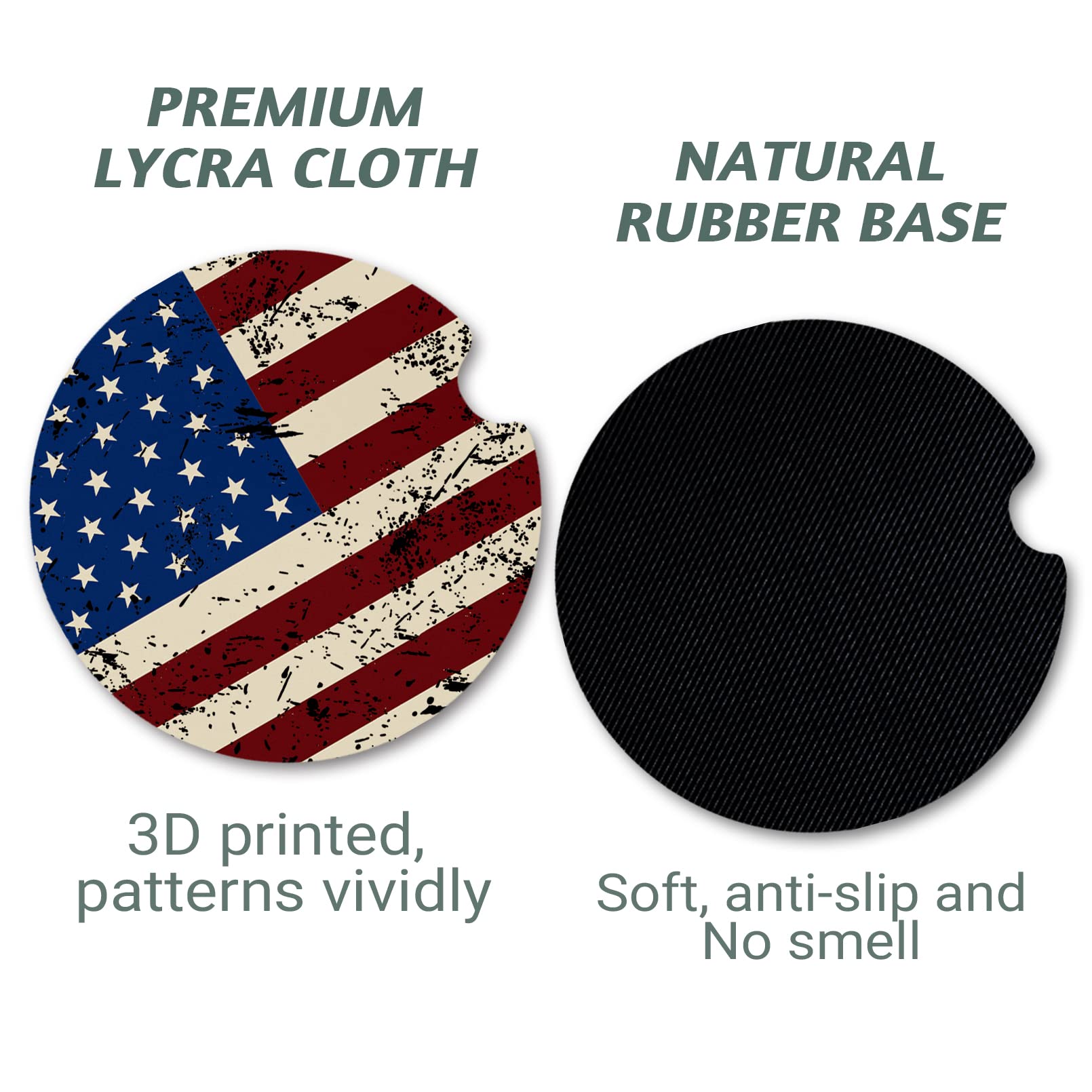 2 Pack Non-Slip Car Cup Holder Coasters with Finger Notch - 2.75
