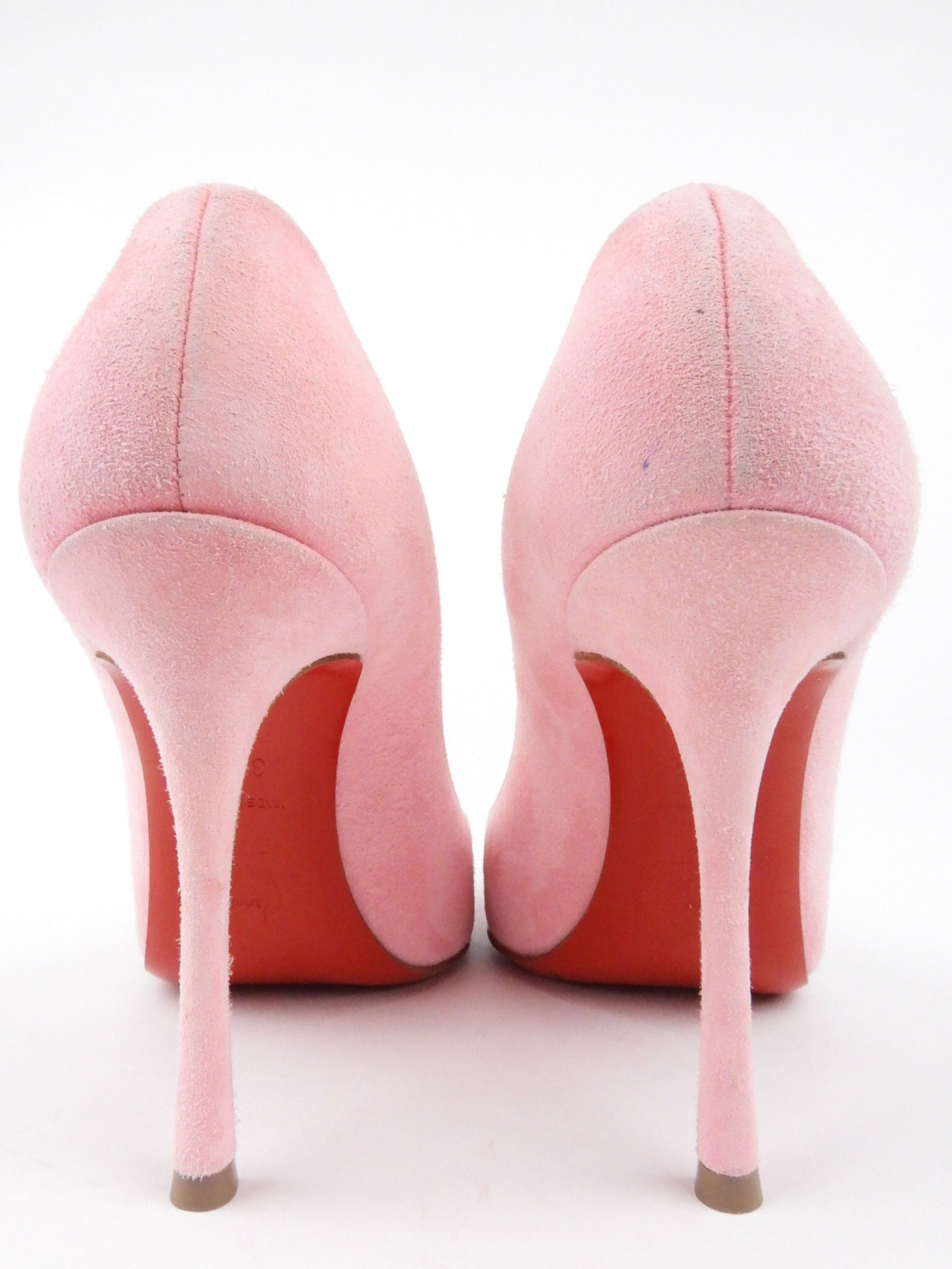 Christian Louboutin Pink Suede Leather Stiletto Heel Pump Shoes Size 35.5 - Elegant Women's High Heels for Parties, Weddings & Special Occasions