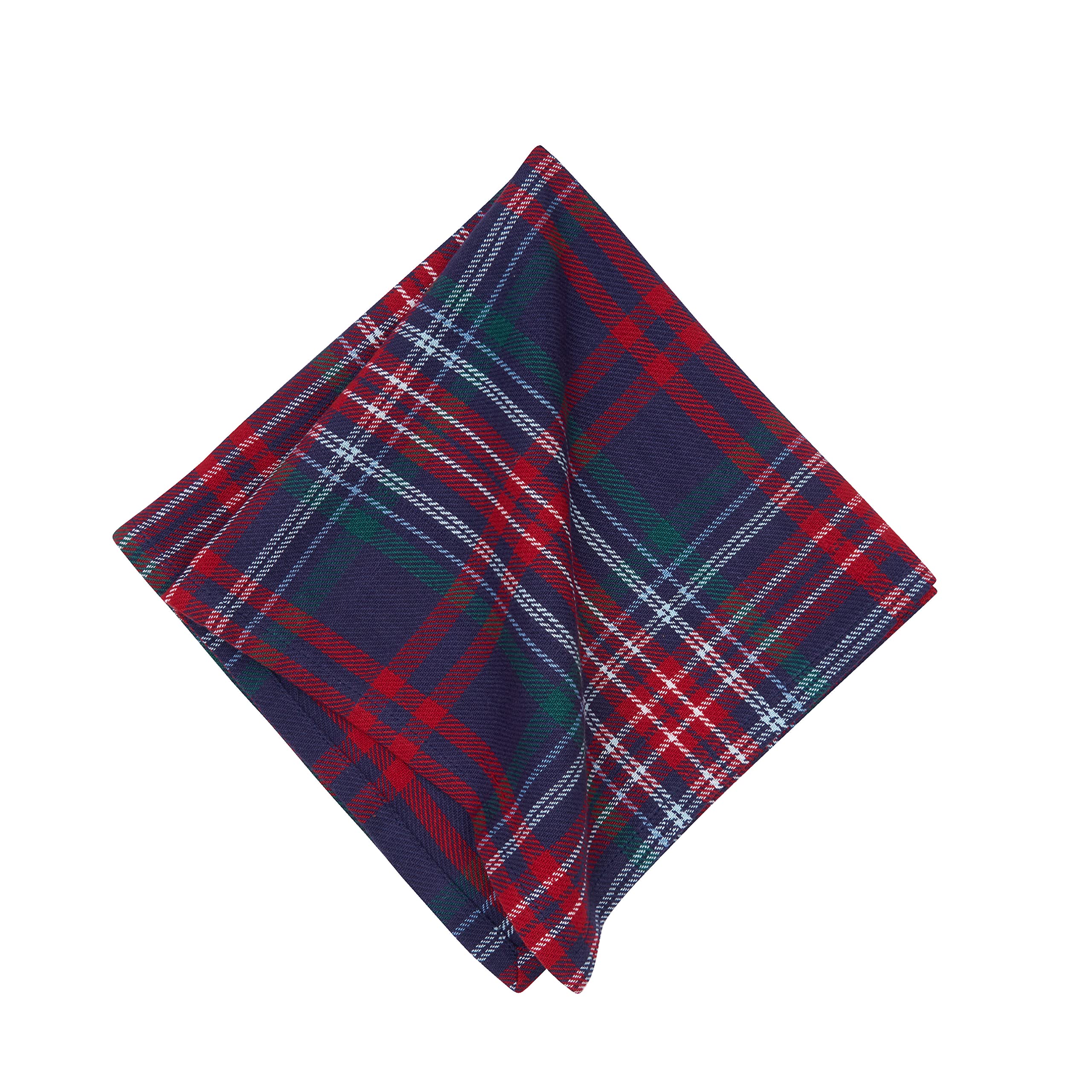 C&F Home Douglas Plaid Cotton Napkins - Set of 4, Soft & Absorbent Dinner Napkins for Everyday Use, Washable & Durable - Perfect for Dining, Parties, and Holiday Gatherings (Blue)