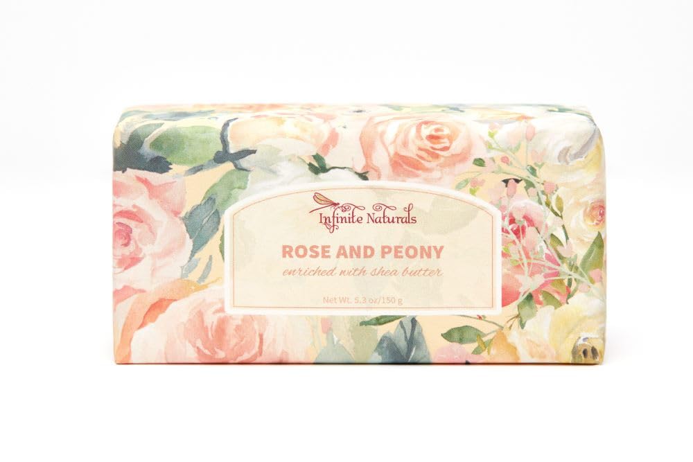 Luxury Rose & Peony Handmade Bar Soap 5.3 oz - Natural Moisturizing for Sensitive Skin, Perfect for Bath, Shower & Gift Giving