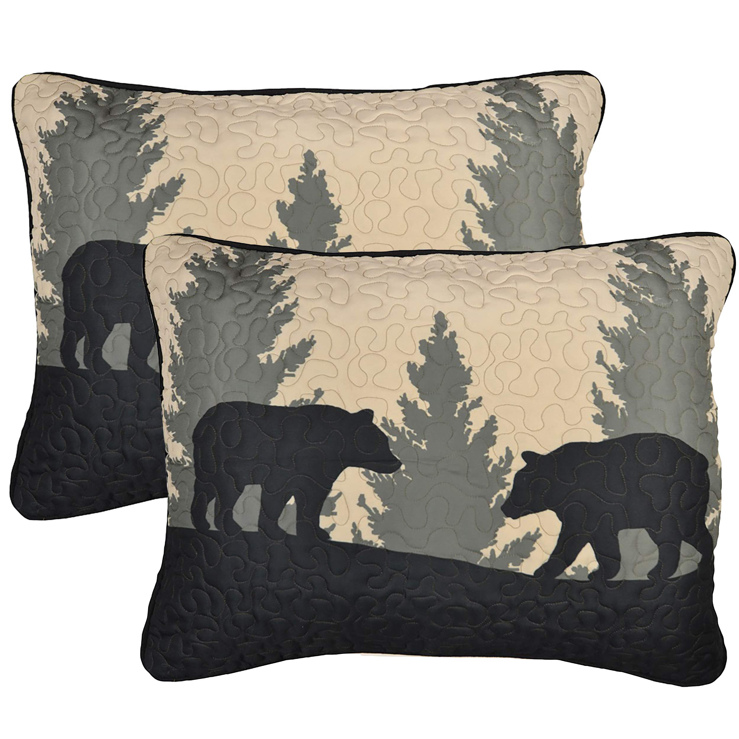 Bear Walk Plaid Lodge Quilt Set - King Size Bedding for Cozy Cabin Retreats