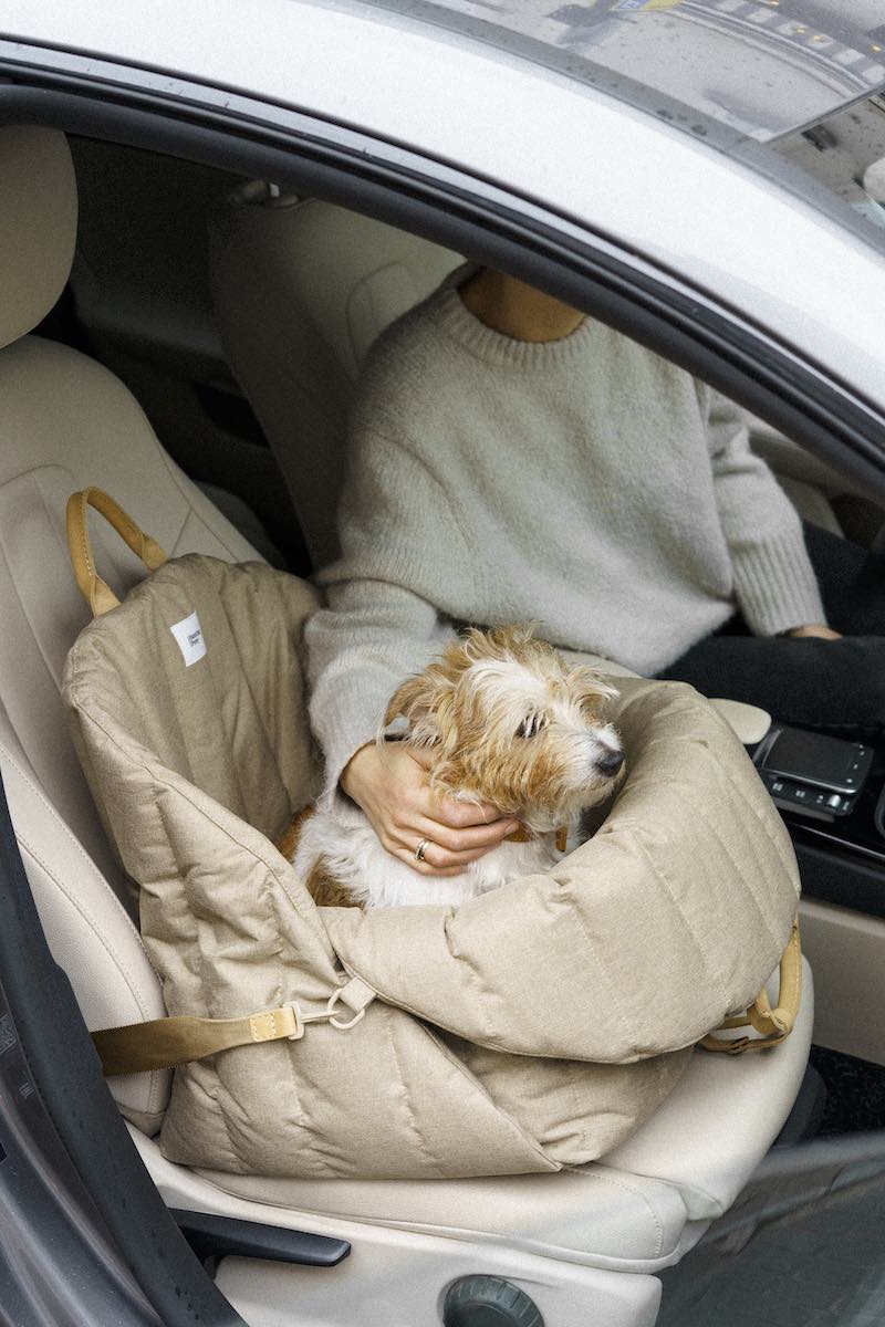 Premium Beige Dog Car Seat - Comfortable & Secure Pet Travel Carrier for Small to Medium Dogs - Perfect for Road Trips, Daily Commutes & Vet Visits
