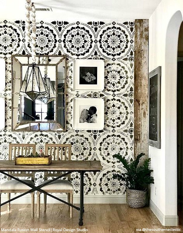 Mandala Fusion Tile Stencil - Reusable DIY Painting Template for Wall, Floor & Furniture Decoration - Perfect for Home, Yoga Studios & Meditation Spaces