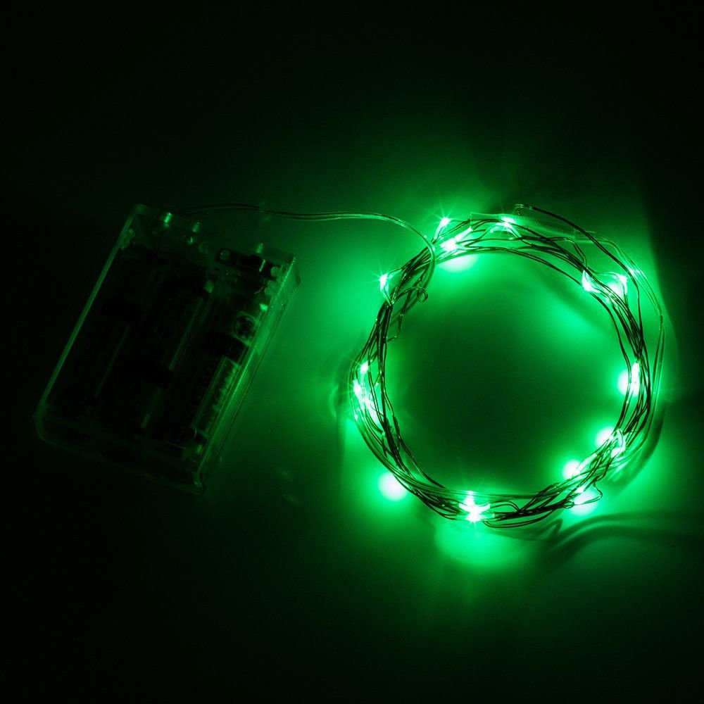 Supernight Green Copper LED String Lights - 7ft/2m Battery Powered Christmas Party Decor with 20 Ultra Thin LEDs | Indoor Outdoor Holiday Wedding Home Decoration