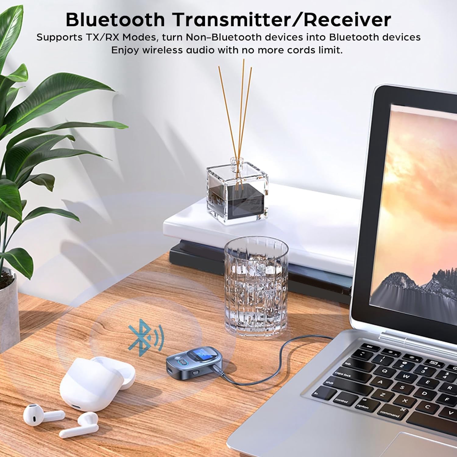 CENMEN Bluetooth 5.3 Transmitter & Receiver - Wireless Audio Adapter with LED Display for TV, PC, Car & Home Stereo | Mini Portable Dual Mode Audio Converter for Streaming, Gaming & Music Playback