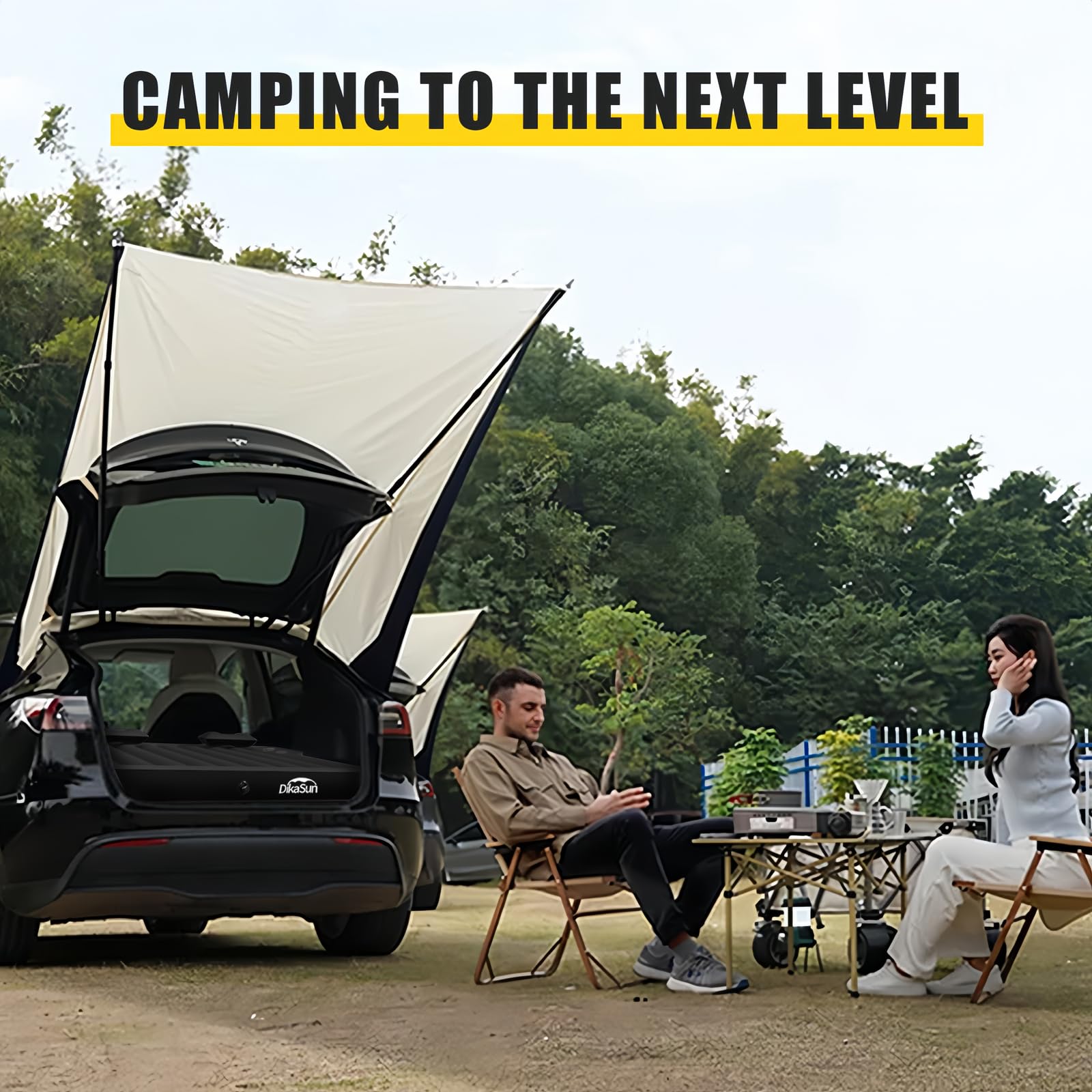 Tesla Model Y Air Mattress - Thickened Inflatable Camping Bed for Tesla Model Y SUV | Portable Travel Sleeping Pad with Built-in Pump & 2 Pillows | Perfect for Road Trips, Camping & Car Adventures