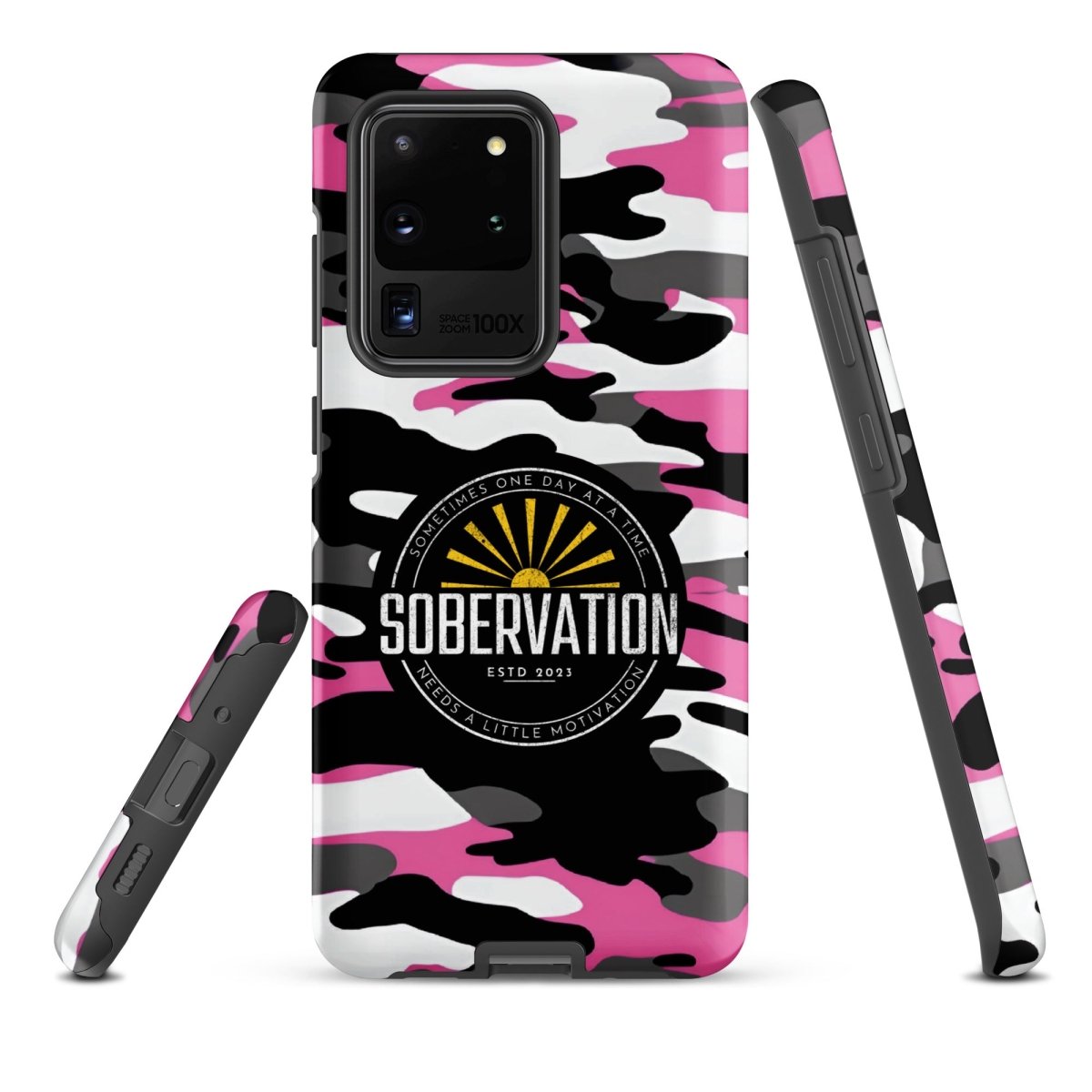 Sobervation Pink Camo iPhone Case - Durable Protective Cover for iPhone [6/7/8/X/11/12/13/14/15] - Motivational Sobriety Support - Perfect for Recovery Meetings & Daily Inspiration
