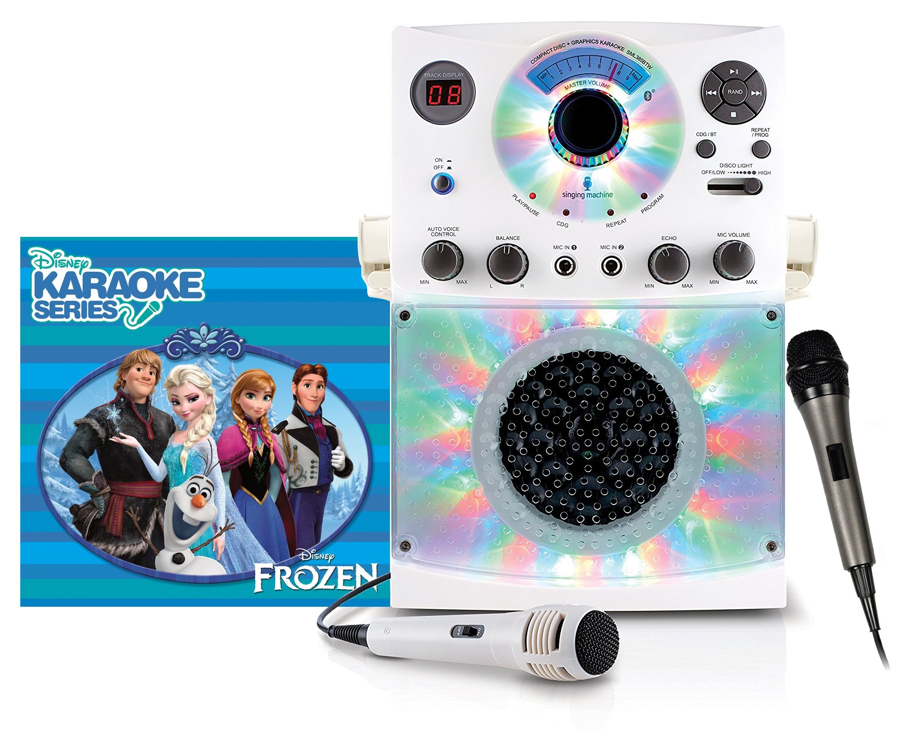 Singing Machine Karaoke System with Bluetooth, Wireless Microphone, LED Disco Lights & Premium Sound - Home Party, Family Fun & Kids Entertainment (Includes Frozen Songs) - Perfect for Birthday Celebrations, Holiday Gatherings & Karaoke Nights