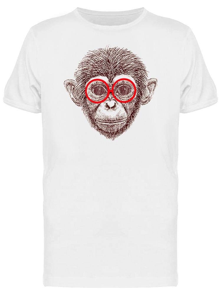 Smartprints Men's Chimpanzee with Round Glasses Graphic T-Shirt - White Cotton Casual Tee for Streetwear & Everyday Outfits