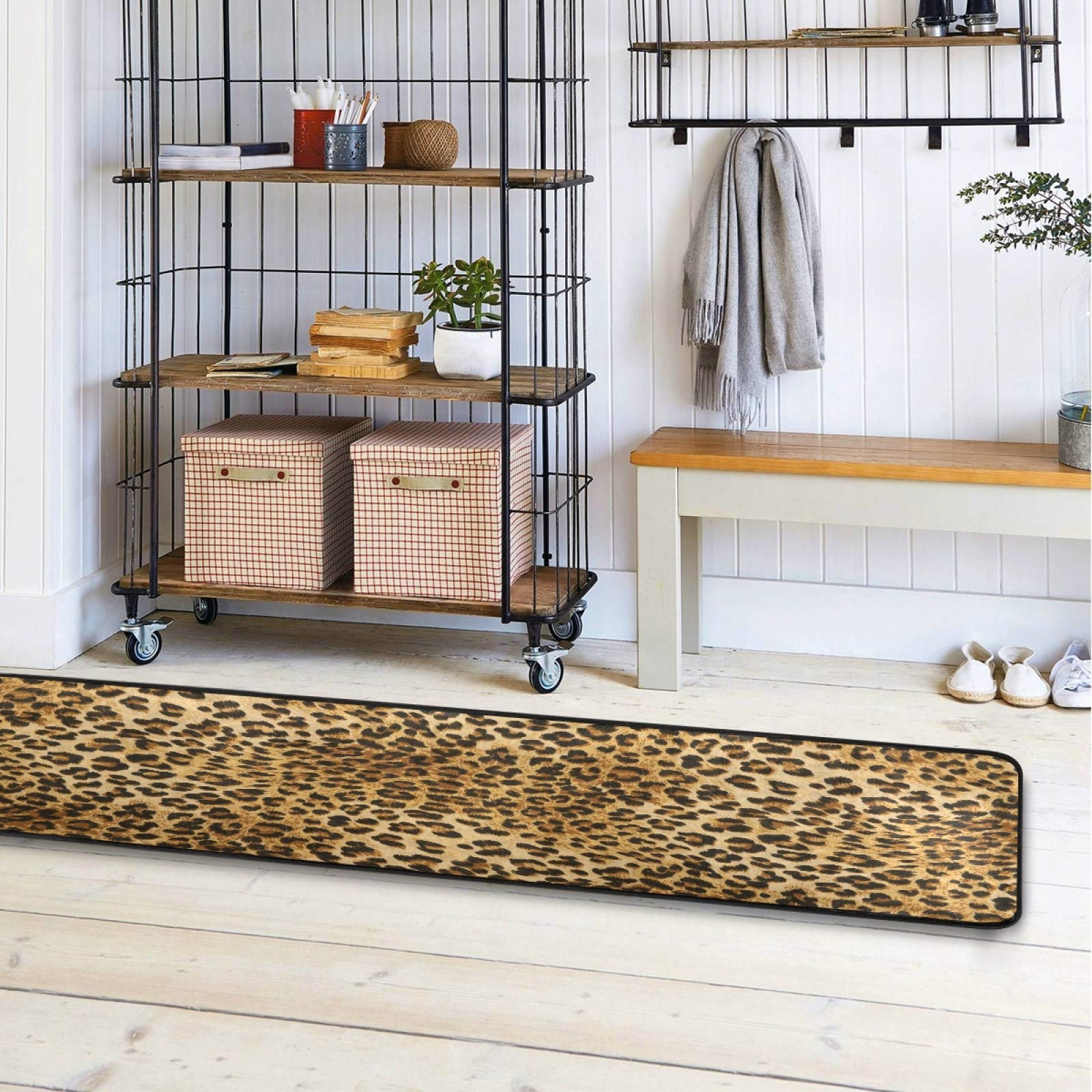 Leopard Print Non-Slip Runner Rug 2'x6' - Skin Texture Area Carpet for Hallway, Living Room, Bedroom, Bathroom & Entryway | Indoor Home Decor for Modern & Cozy Spaces