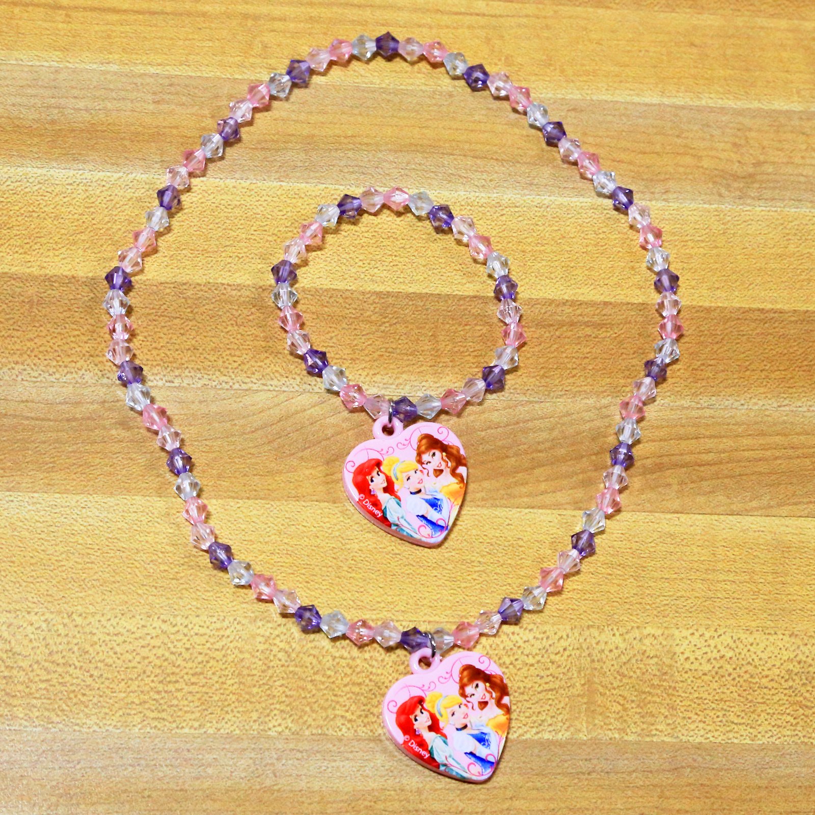 Disney Princess Necklace and Bracelet Jewelry Set for Girls - 2 Elegant Styles (Aurora & Cinderella) | Perfect for Birthday Gifts, Dress-Up Play, and Special Occasions