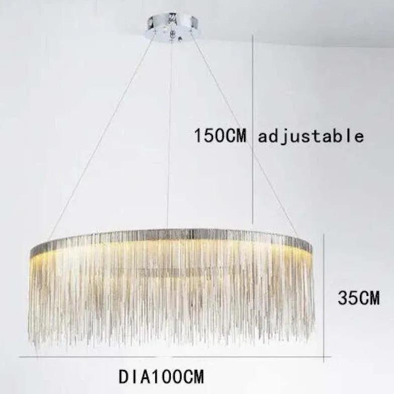 Modern Ring-Shaped Tassel Pendant Light - Elegant Luxury Ceiling Fixture for Dining Room, Bedroom & Living Room Decor