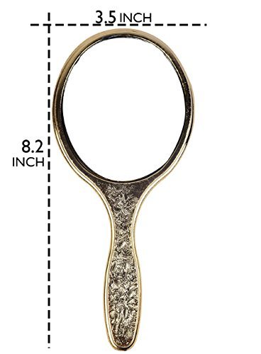 Golden Hand Mirror for Women - Elegant Vanity Mirror for Makeup, Dressing & Travel - Perfect for Home, Salon & Bridal Use - Pack of 1