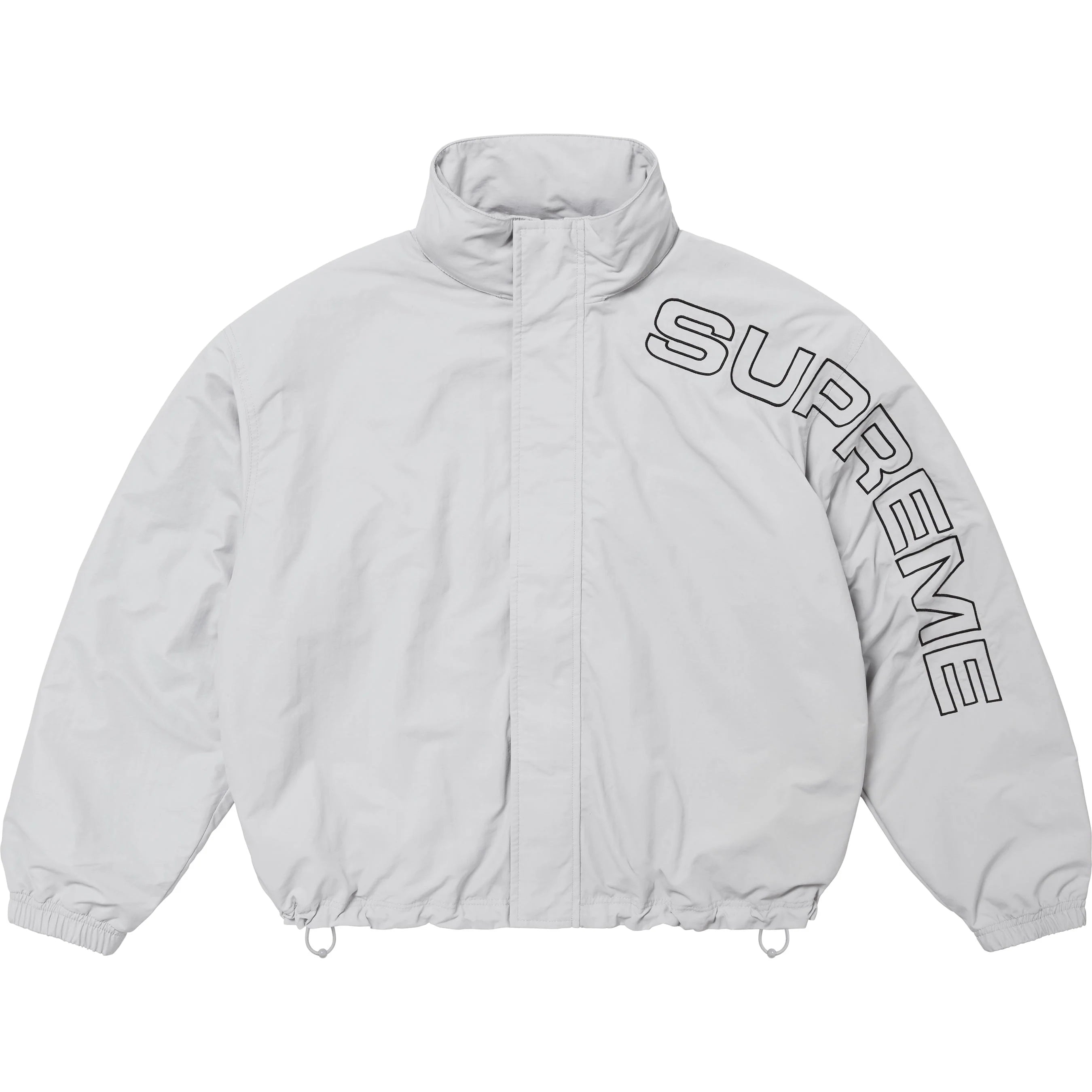 Supreme Spellout Embroidered Track Jacket - White | Men's Streetwear Hoodie for Casual Wear & Gym | Perfect for Urban Fashion & Workout Sessions