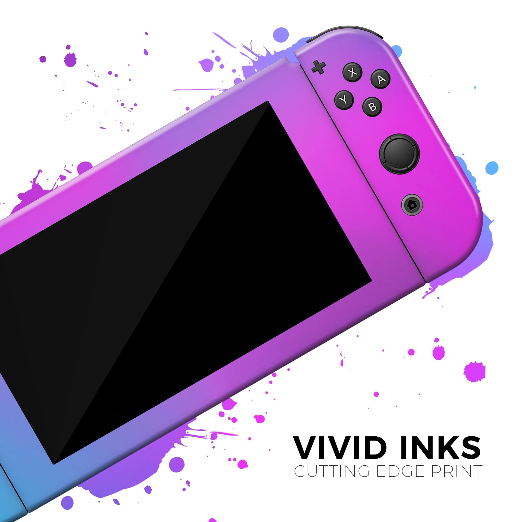 Nintendo Switch Console & Joy-Con Skin Decal - Neon Holographic V1 Protective Cover - Scratch-Resistant, Removable Vinyl Wrap - Perfect for Gaming Protection & Customization