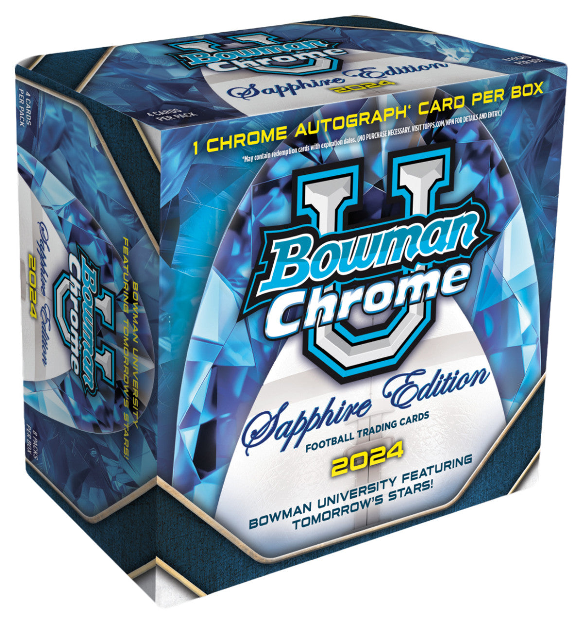 2024 Bowman U Chrome Sapphire Football Hobby Box - Collectible Trading Cards for NFL Fans & Sports Memorabilia Collectors - Perfect for Trading, Gifting, and Displaying in Your Collection