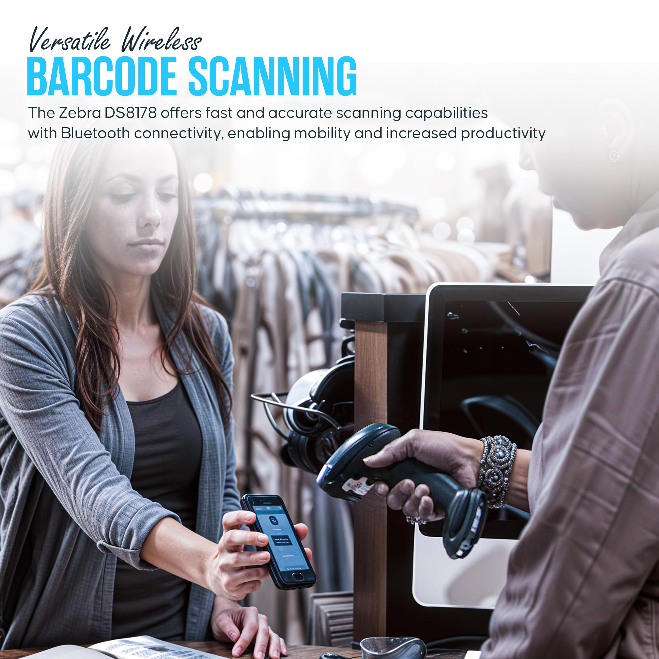 Zebra DS8178 Wireless Barcode Scanner - 1D/2D Handheld Scanner with USB Cable, Charging Cradle, Battery & Cleaning Cloth (Renewed) - 1 Year Warranty - Perfect for Retail Stores, Warehouses & Inventory Management