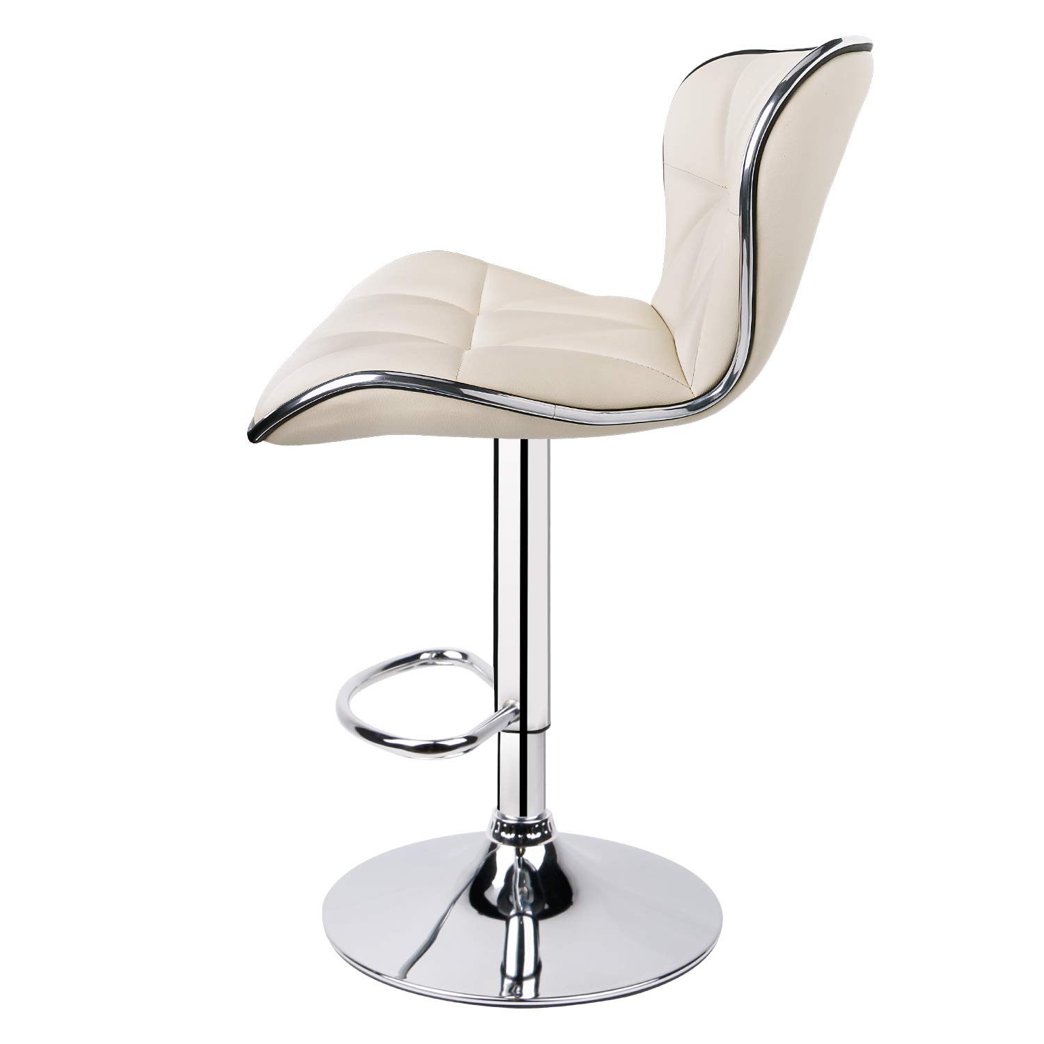 Premium Adjustable Swivel Bar Stools with Shell Back Design - Set of 3 PU Leather Padded Counter Height Stools (Beige) for Kitchen Island, Breakfast Nook & Home Bar Decor