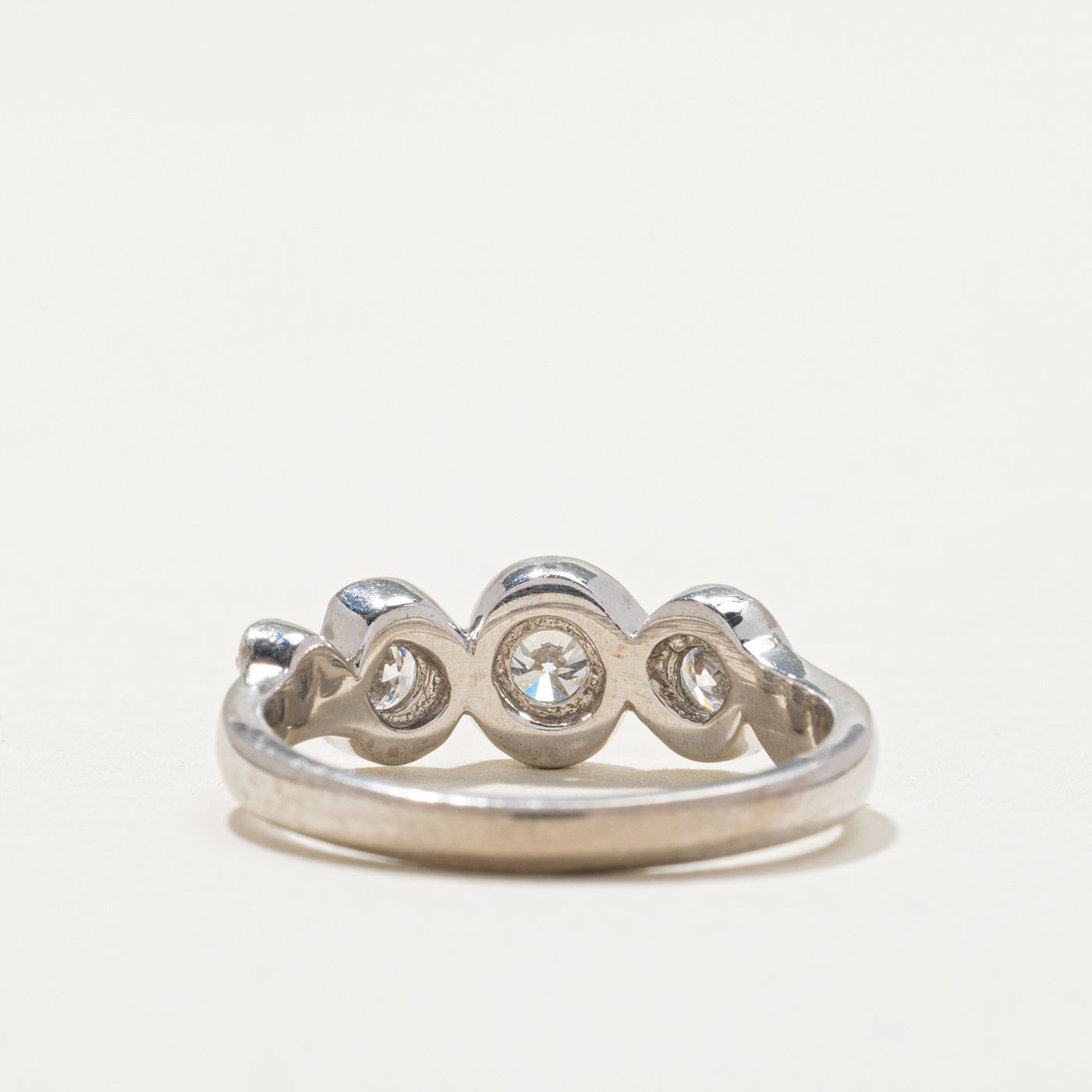 0.61ctw Three Stone Diamond Halo Crossover Ring - Size 6.5 | Elegant Engagement & Wedding Band | Perfect for Proposals, Anniversaries & Special Occasions