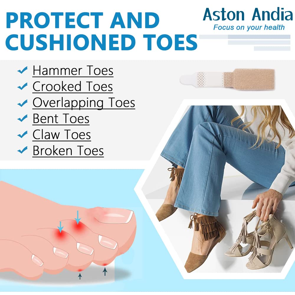 Aston Andia 2-Pack Soft & Comfortable Toe Straighteners for Women - Nylon Toe Separators & Finger Support Bands for Crooked Toes, Hammer Toes Relief - Perfect for Yoga, Running & Daily Comfort