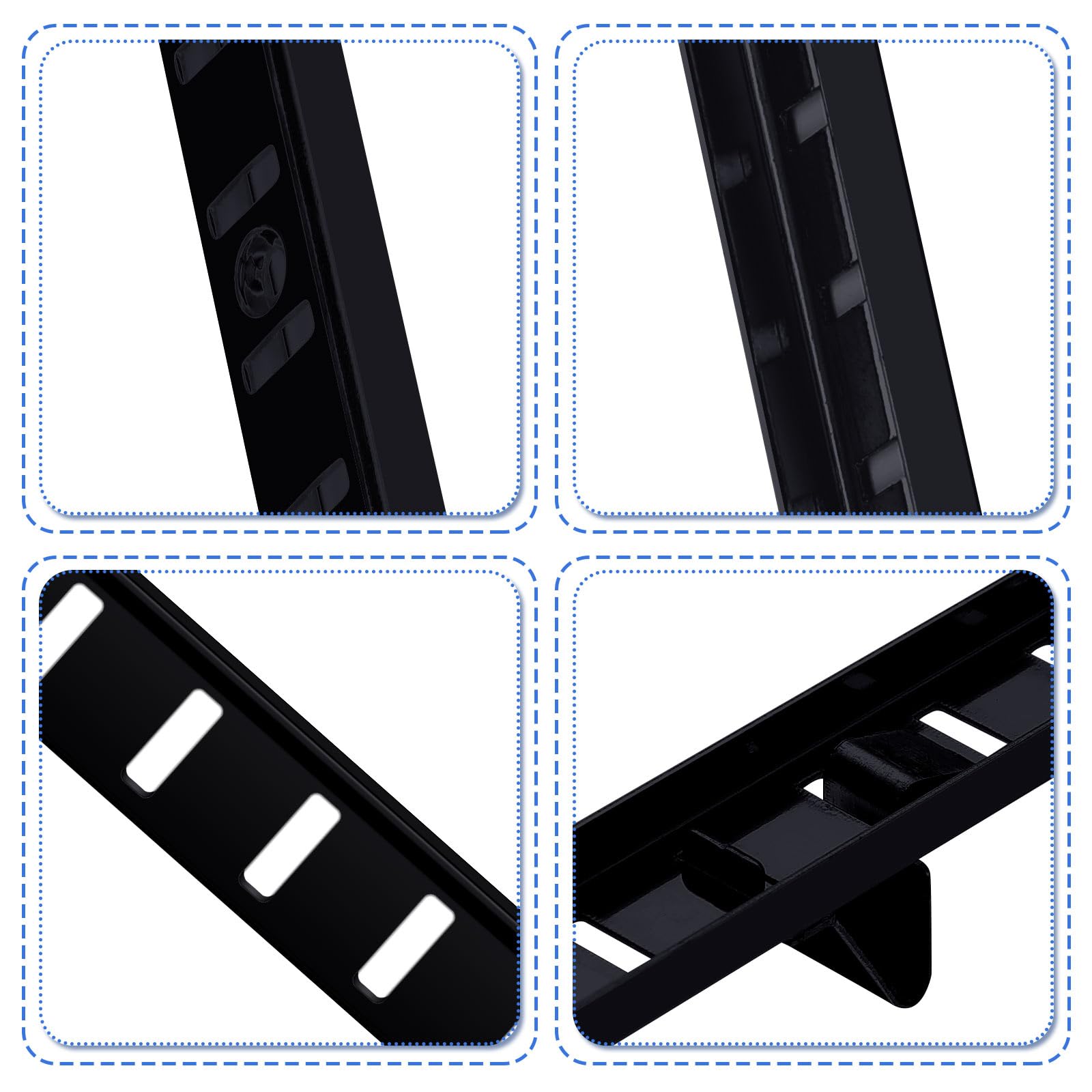 Yaocom 6-Pack 36-Inch Adjustable Metal Shelf Pilaster Strips - Black Mortise Mount Shelf Standards for Wall Shelving & Closet Organization - Perfect for Garage, Pantry, and Home Storage Systems