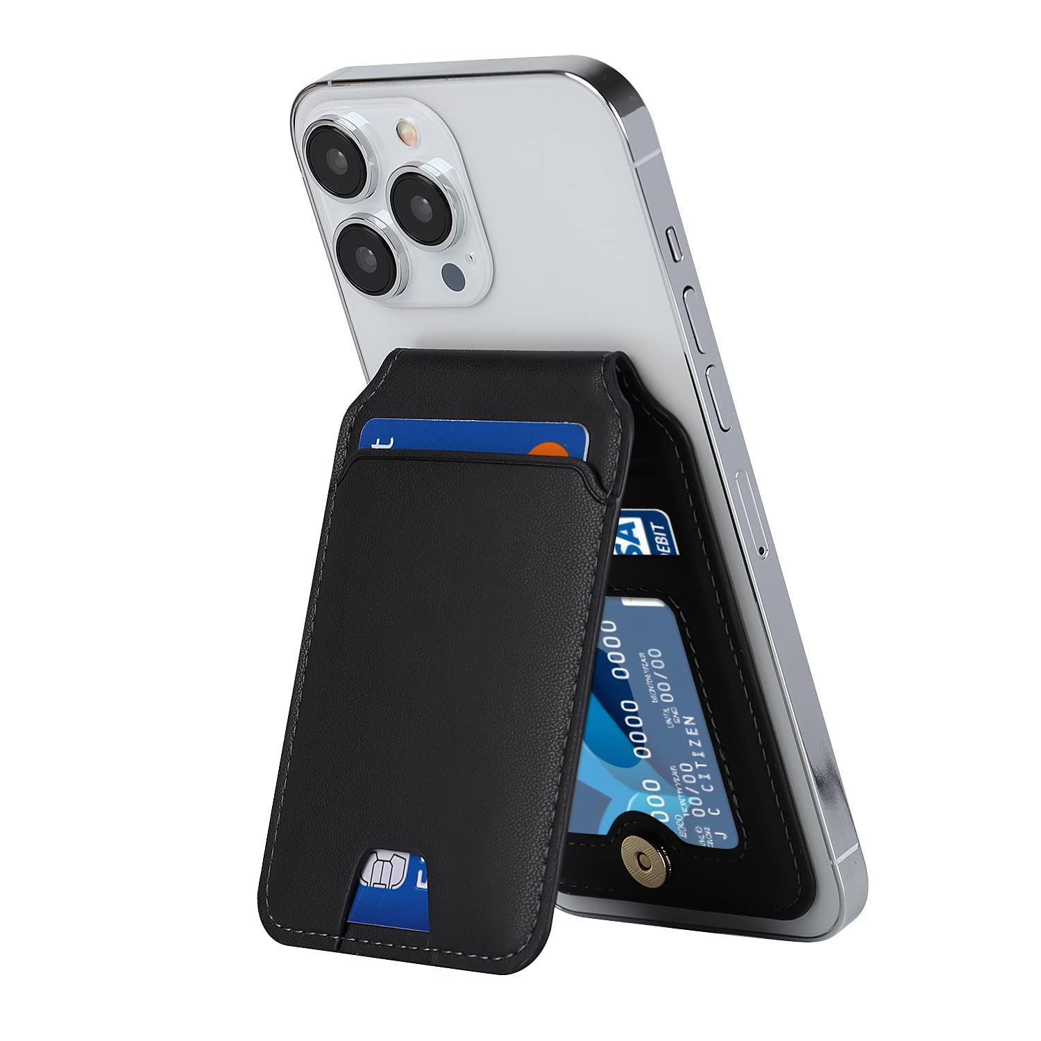 Magnetic Magsafe Wallet Case for iPhone 15/13/12 - Slim Card Holder with Strong Magnets, Compatible with MagSafe Charging (Black) - Perfect for Everyday Use, Travel & Contactless Payments