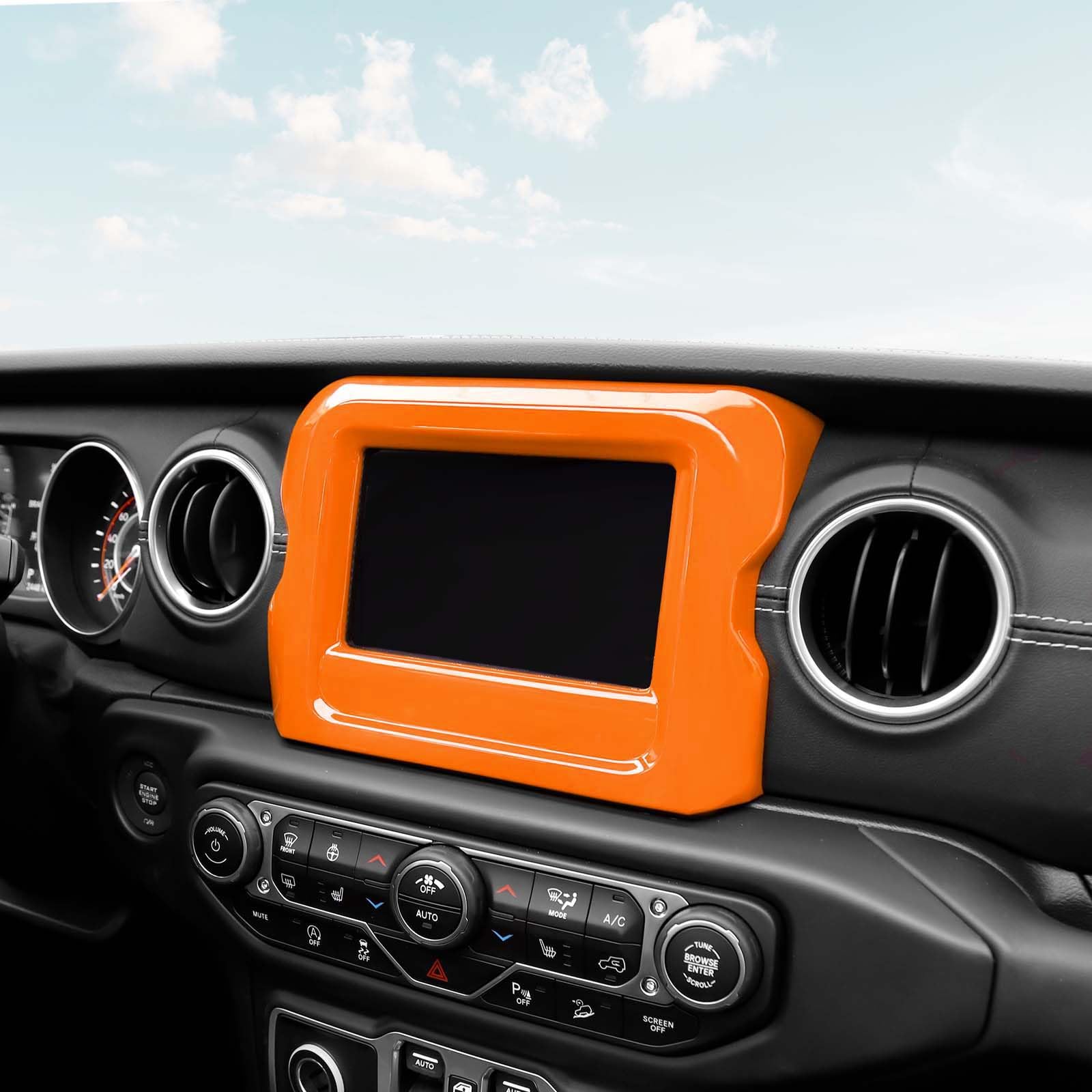 Jeep JL Center Console Radio Display Panel Trim Cover - Compatible with Jeep Wrangler JL/JLU & Gladiator JT (2018-2023) - Orange Interior Accessories for 7