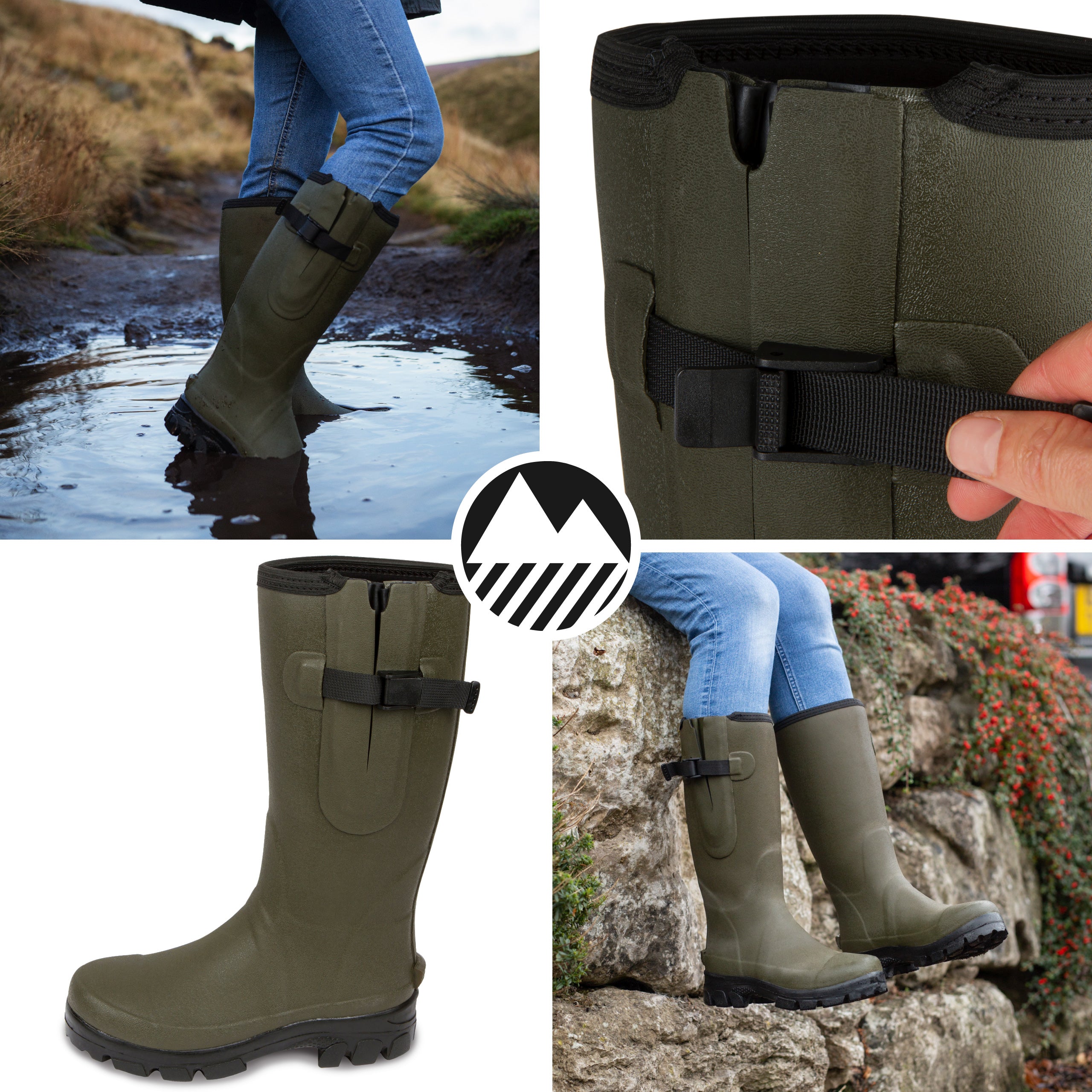 Women's Helton Neoprene Lined Waterproof Wellington Boots for Rain, Snow & Outdoor Activities - Gardening, Hiking & Farm Work