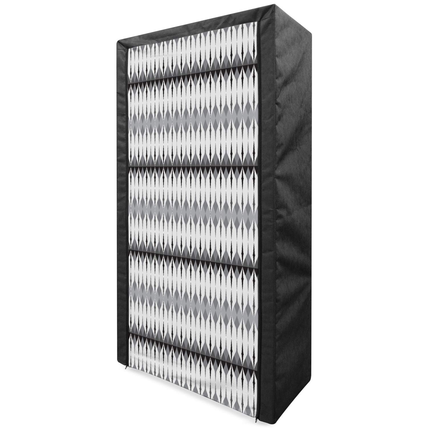 Ambesonne Grey Portable Fabric Wardrobe with Nordic Triangle Pattern - 33.5