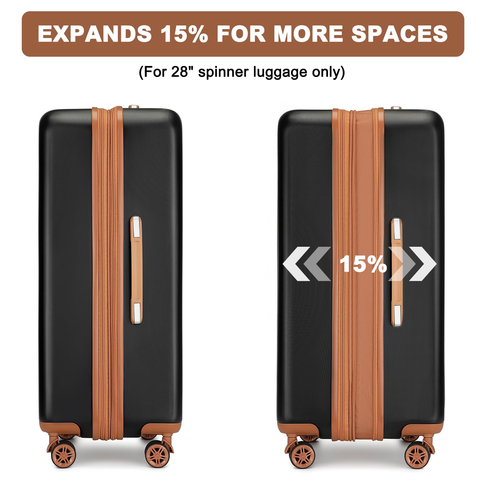 Kono 5-Piece Expandable ABS Hard Shell Luggage Set with Travel Duffel Bag - 28